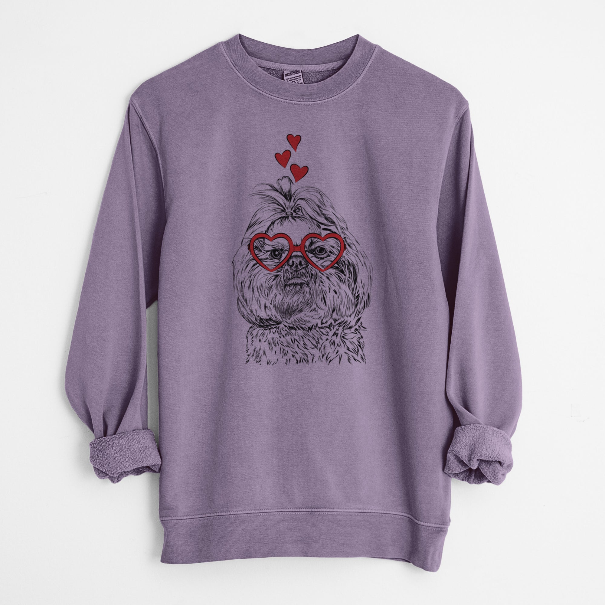 Valentine Chewie the Shih Tzu - Unisex Pigment Dyed Crew Sweatshirt