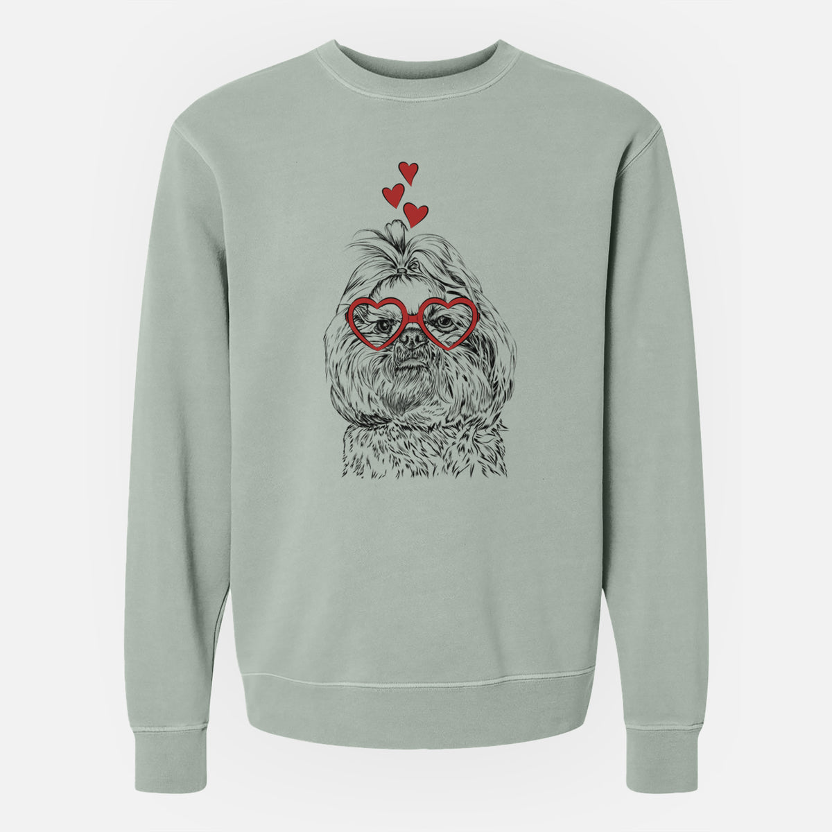 Valentine Chewie the Shih Tzu - Unisex Pigment Dyed Crew Sweatshirt