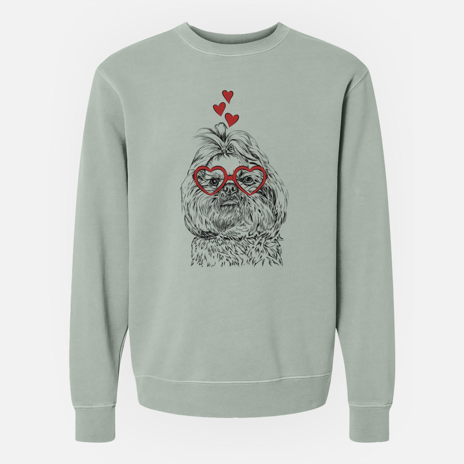 Valentine Chewie the Shih Tzu - Unisex Pigment Dyed Crew Sweatshirt