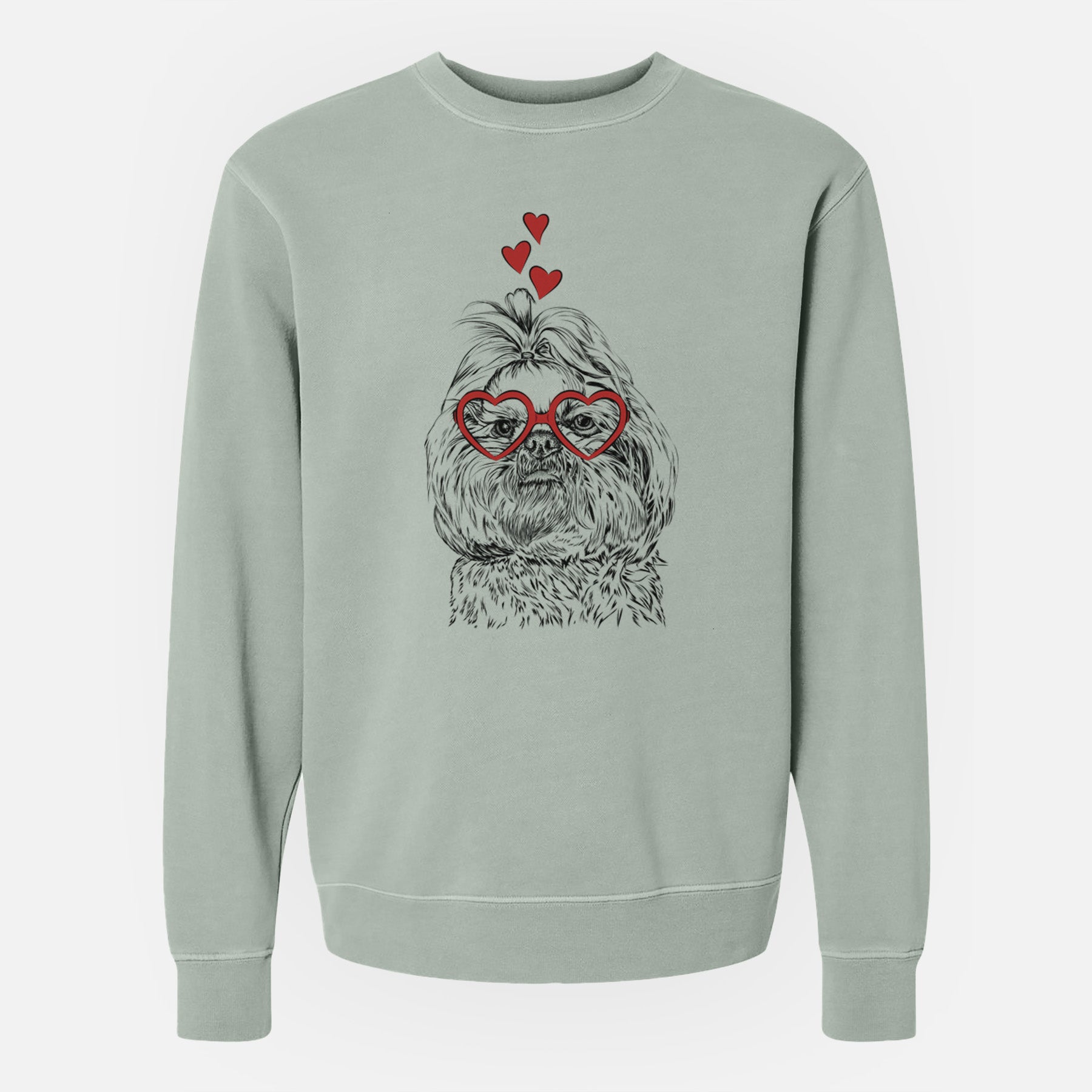 Valentine Chewie the Shih Tzu - Unisex Pigment Dyed Crew Sweatshirt
