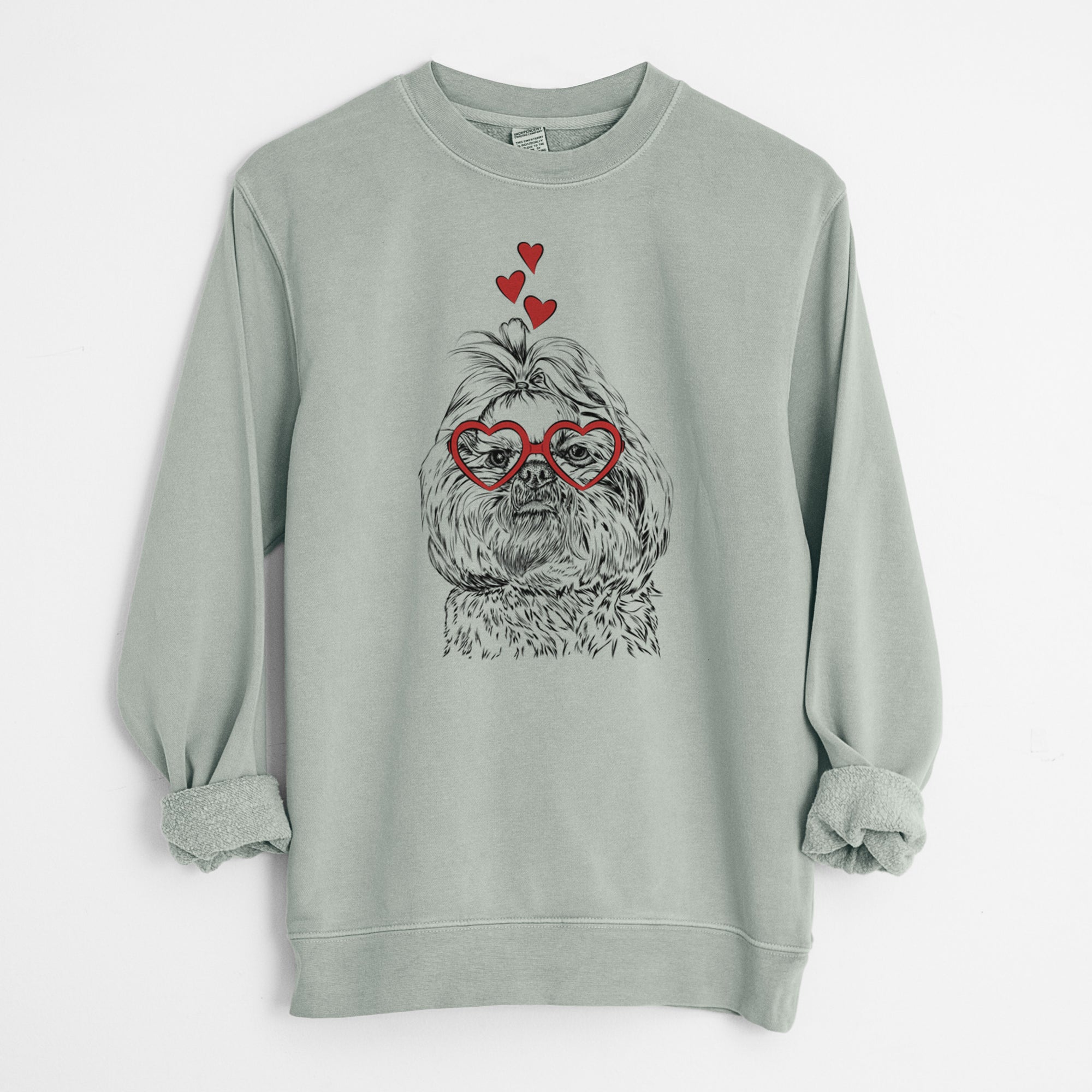 Valentine Chewie the Shih Tzu - Unisex Pigment Dyed Crew Sweatshirt