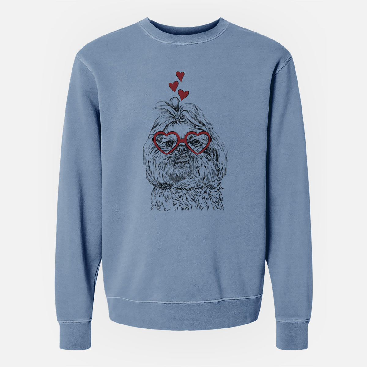 Valentine Chewie the Shih Tzu - Unisex Pigment Dyed Crew Sweatshirt