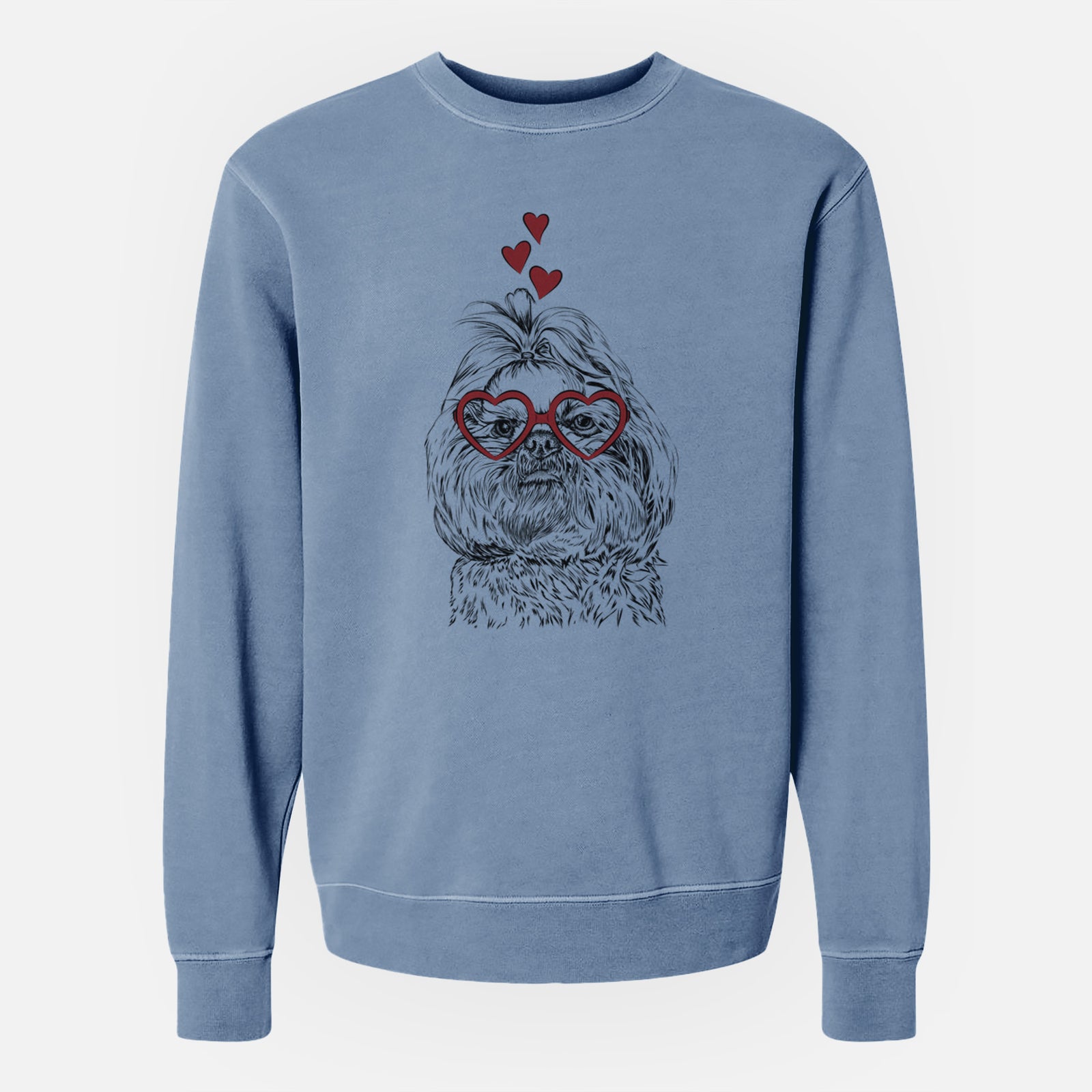 Valentine Chewie the Shih Tzu - Unisex Pigment Dyed Crew Sweatshirt