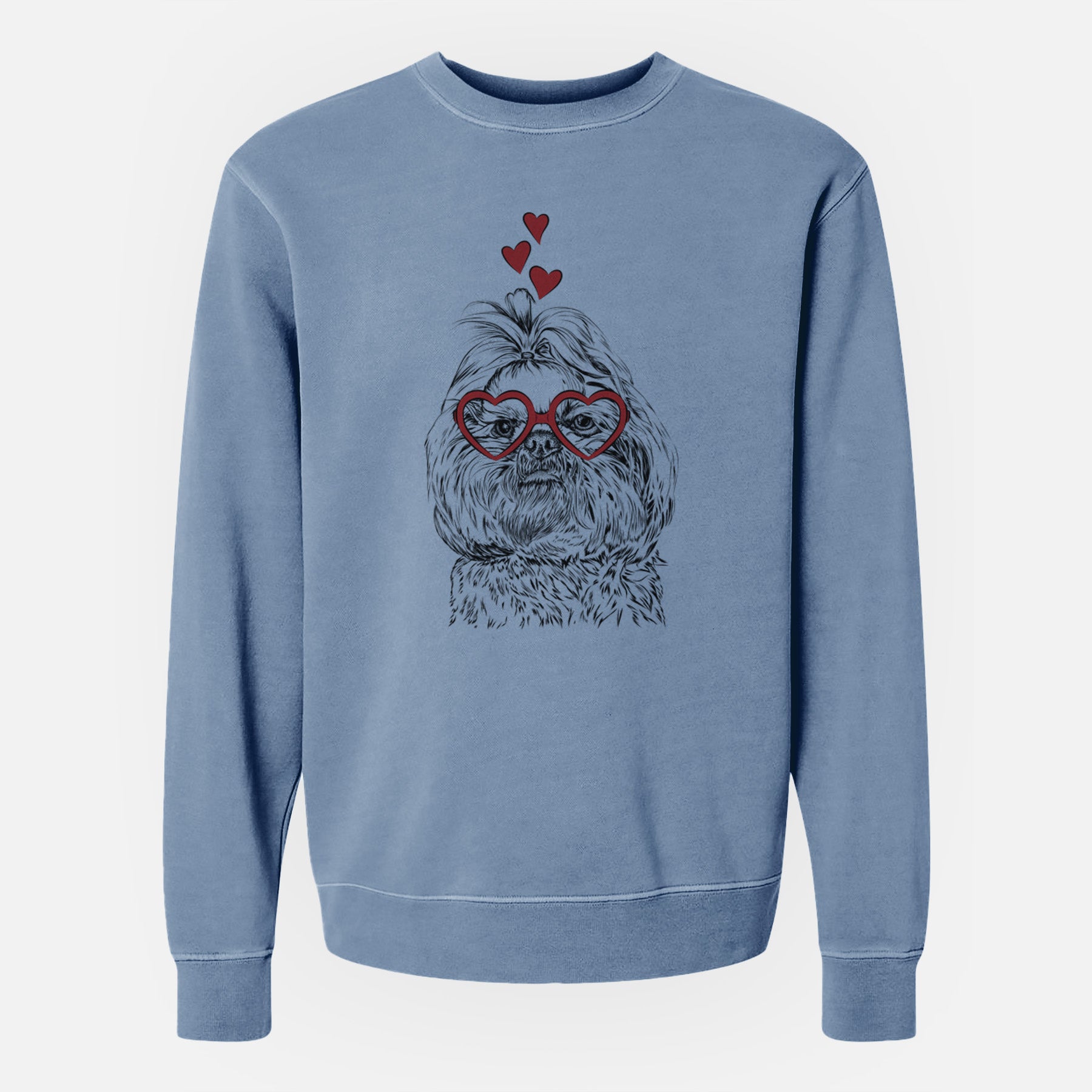 Valentine Chewie the Shih Tzu - Unisex Pigment Dyed Crew Sweatshirt