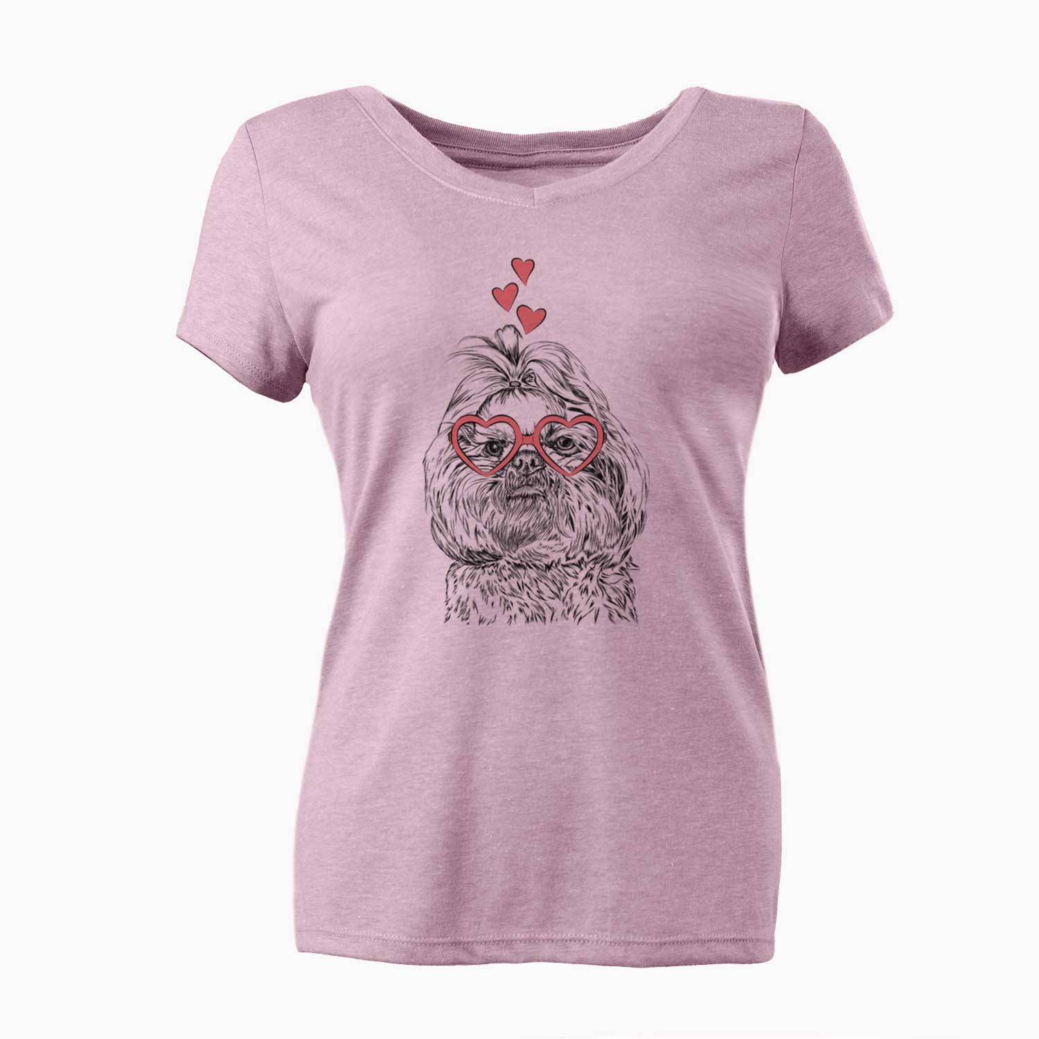 Valentine Chewie the Shih Tzu - Women's V-neck Shirt