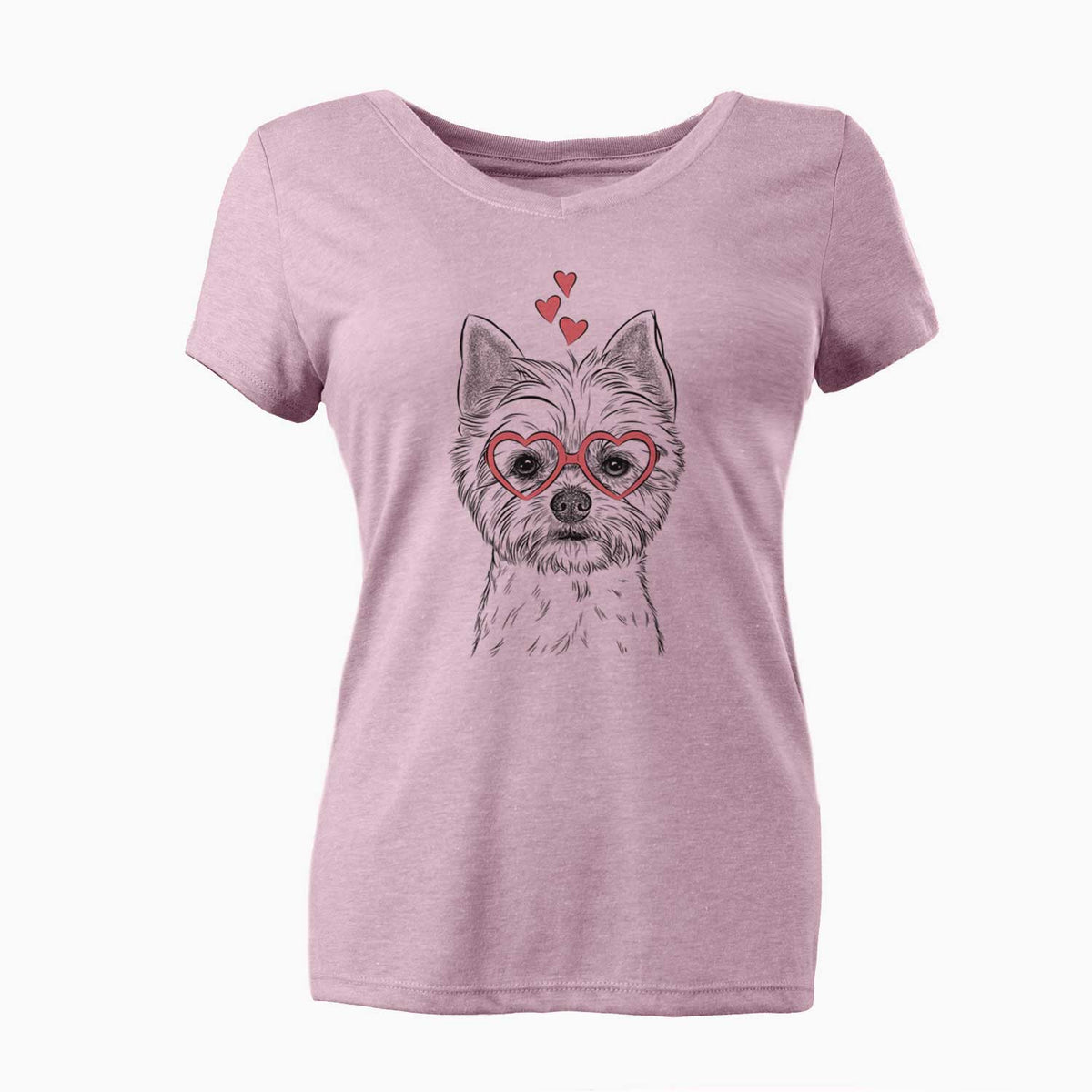 Valentine Chewy the Yorkshire Terrier - Women's V-neck Shirt