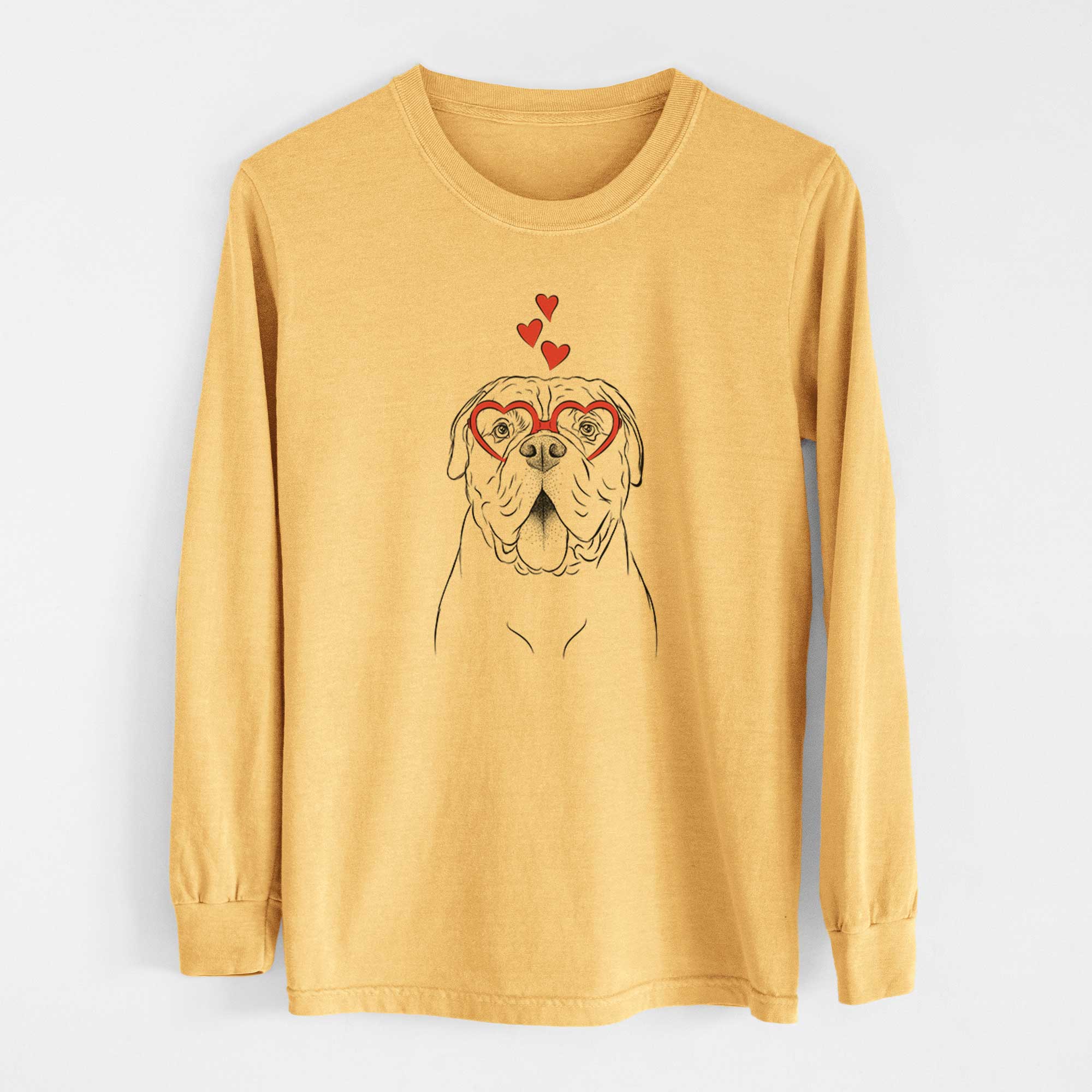 Valentine Chief the Boxer Bulldog Mix - Heavyweight 100% Cotton Long Sleeve