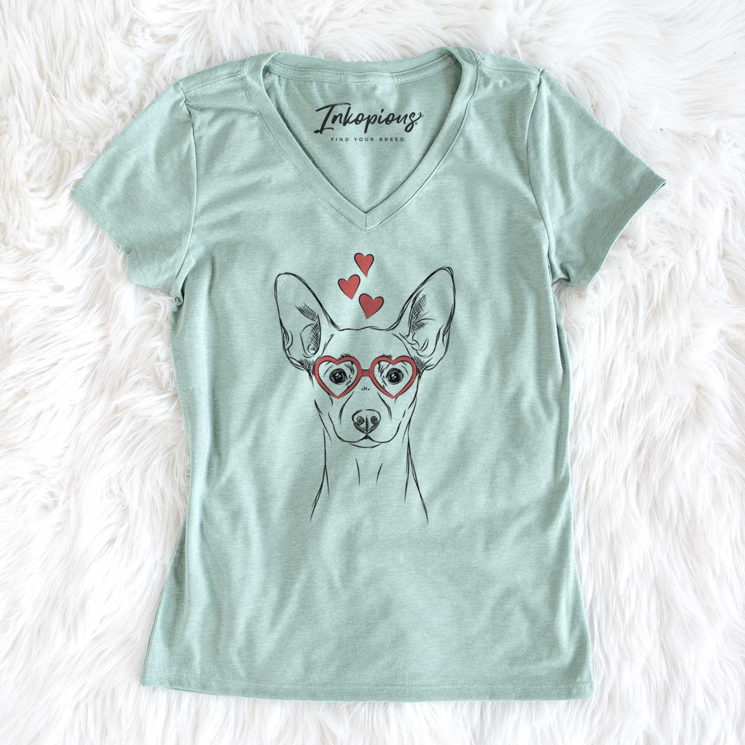 Valentine Chillie the Mini Pinscher - Women's V-neck Shirt