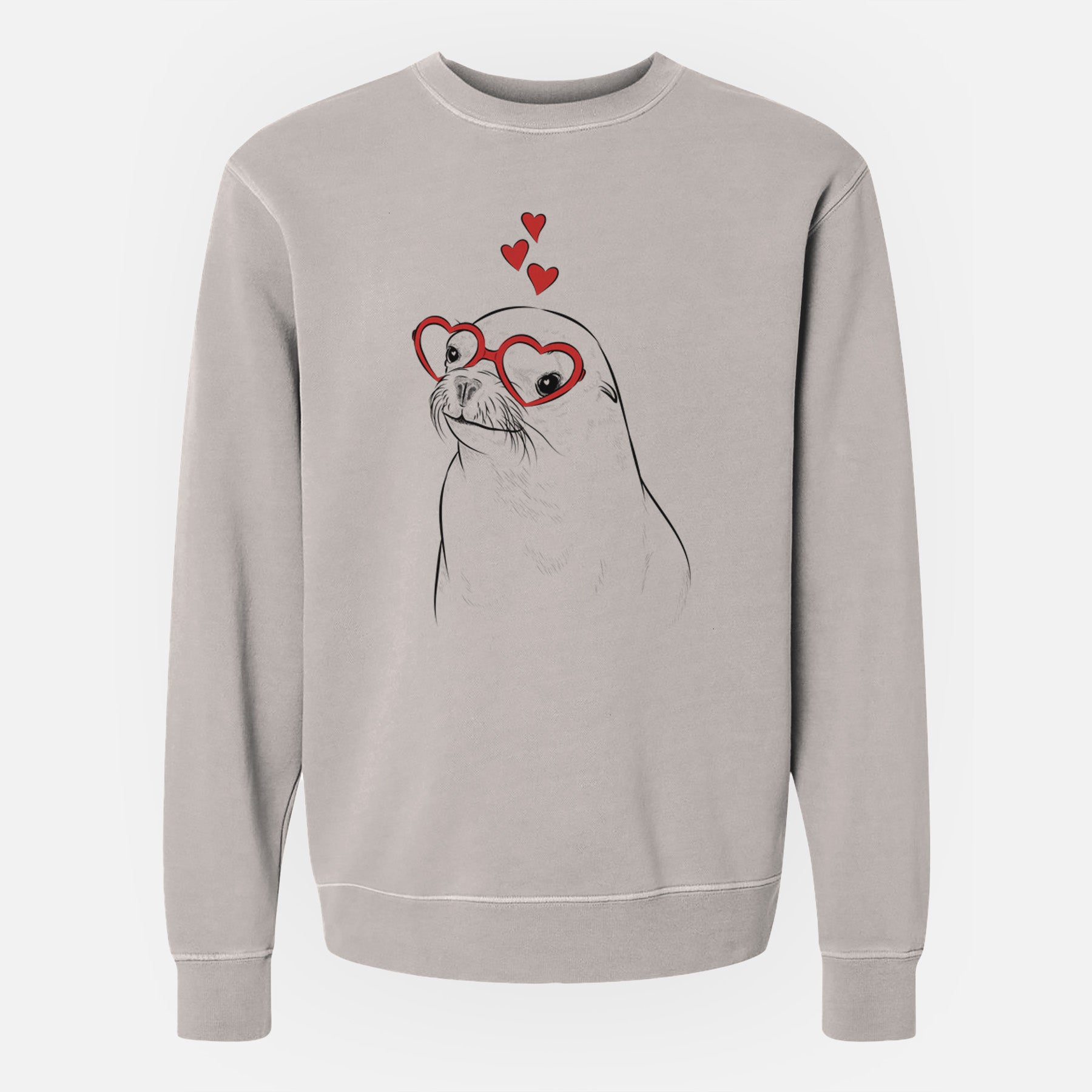 Valentine Chip the California Sea Lion - Unisex Pigment Dyed Crew Sweatshirt