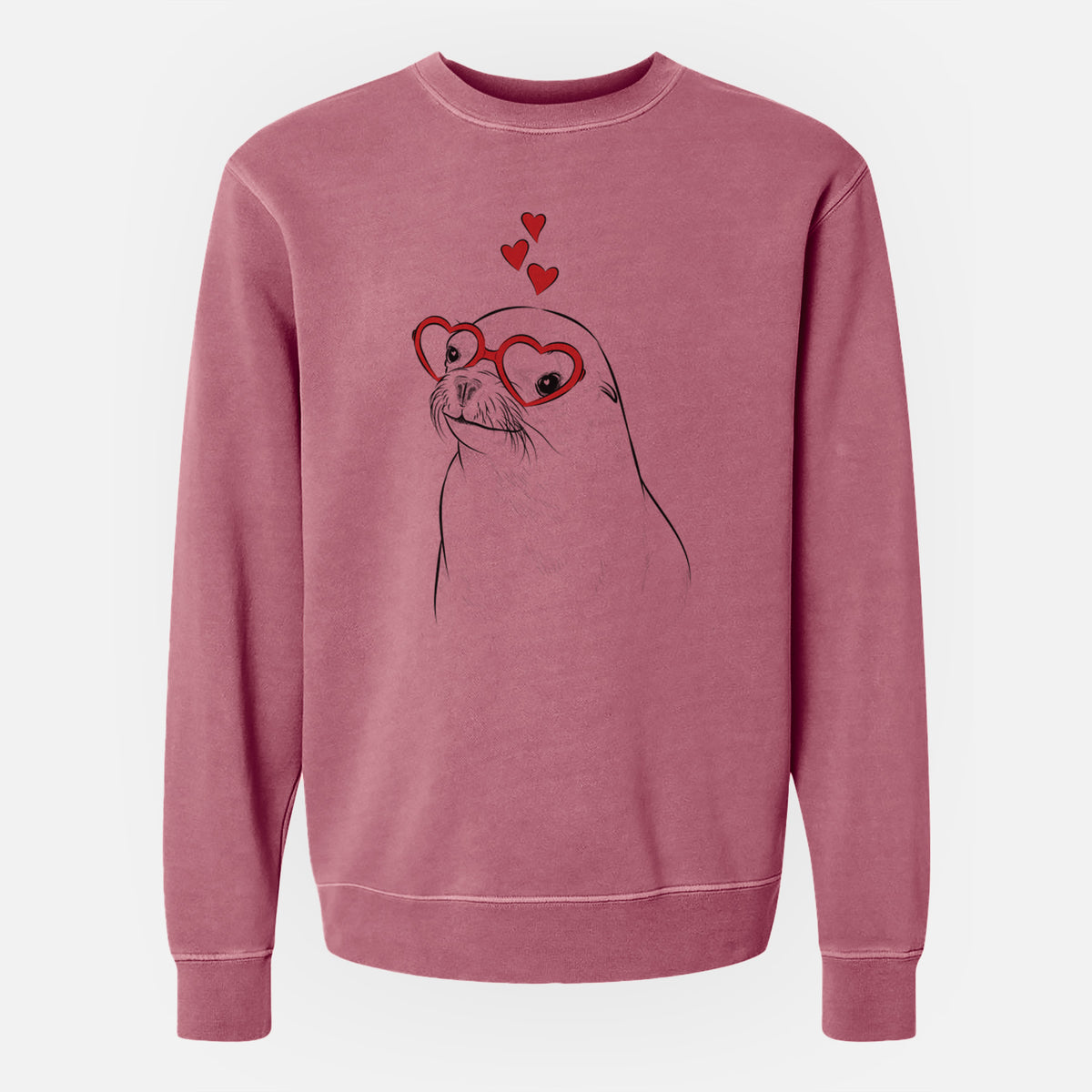 Valentine Chip the California Sea Lion - Unisex Pigment Dyed Crew Sweatshirt