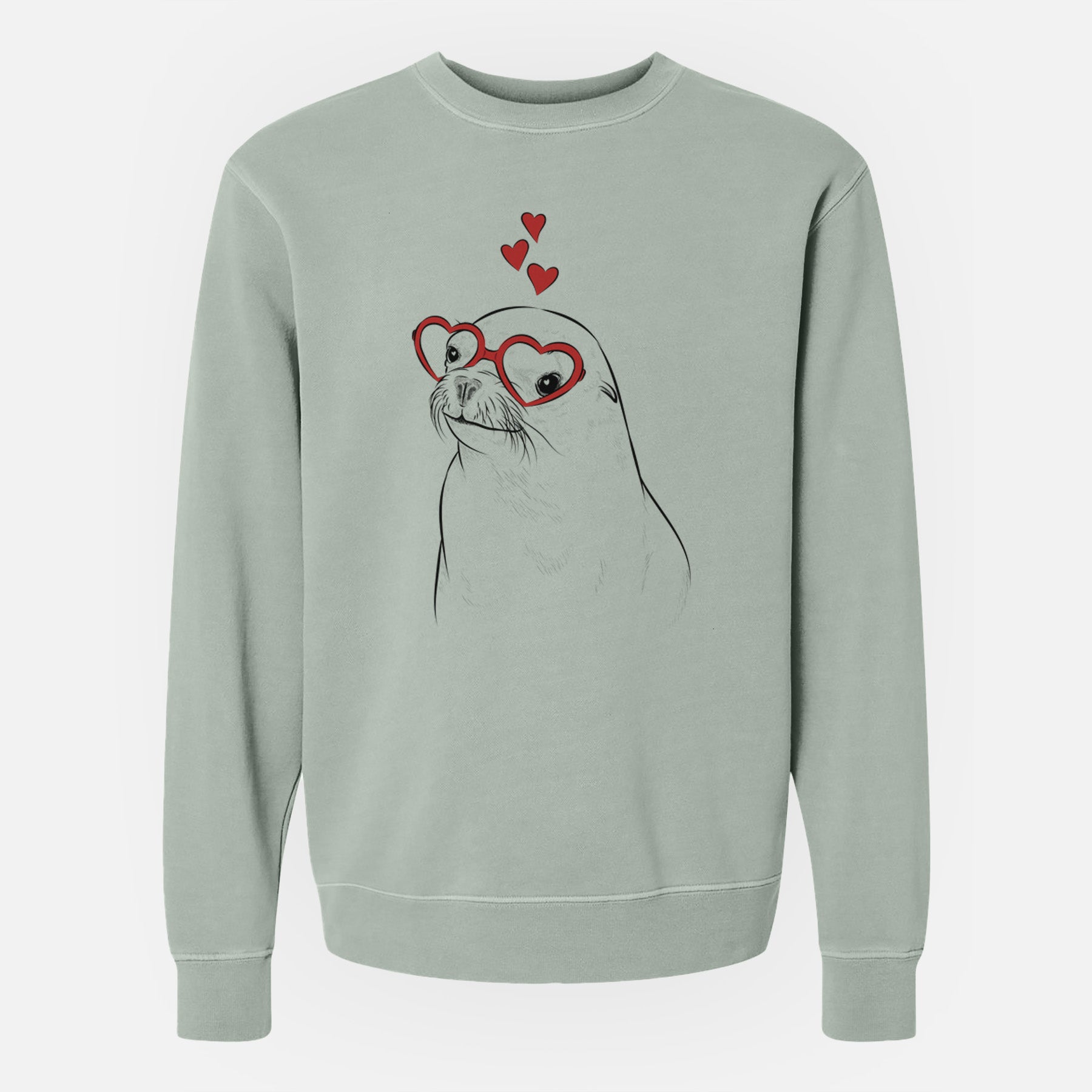 Valentine Chip the California Sea Lion - Unisex Pigment Dyed Crew Sweatshirt