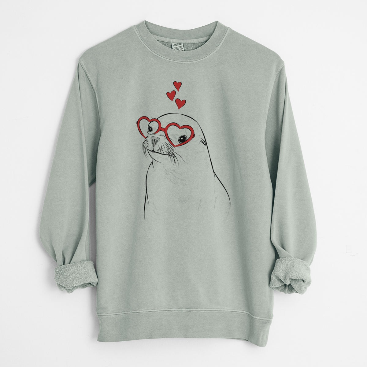 Valentine Chip the California Sea Lion - Unisex Pigment Dyed Crew Sweatshirt