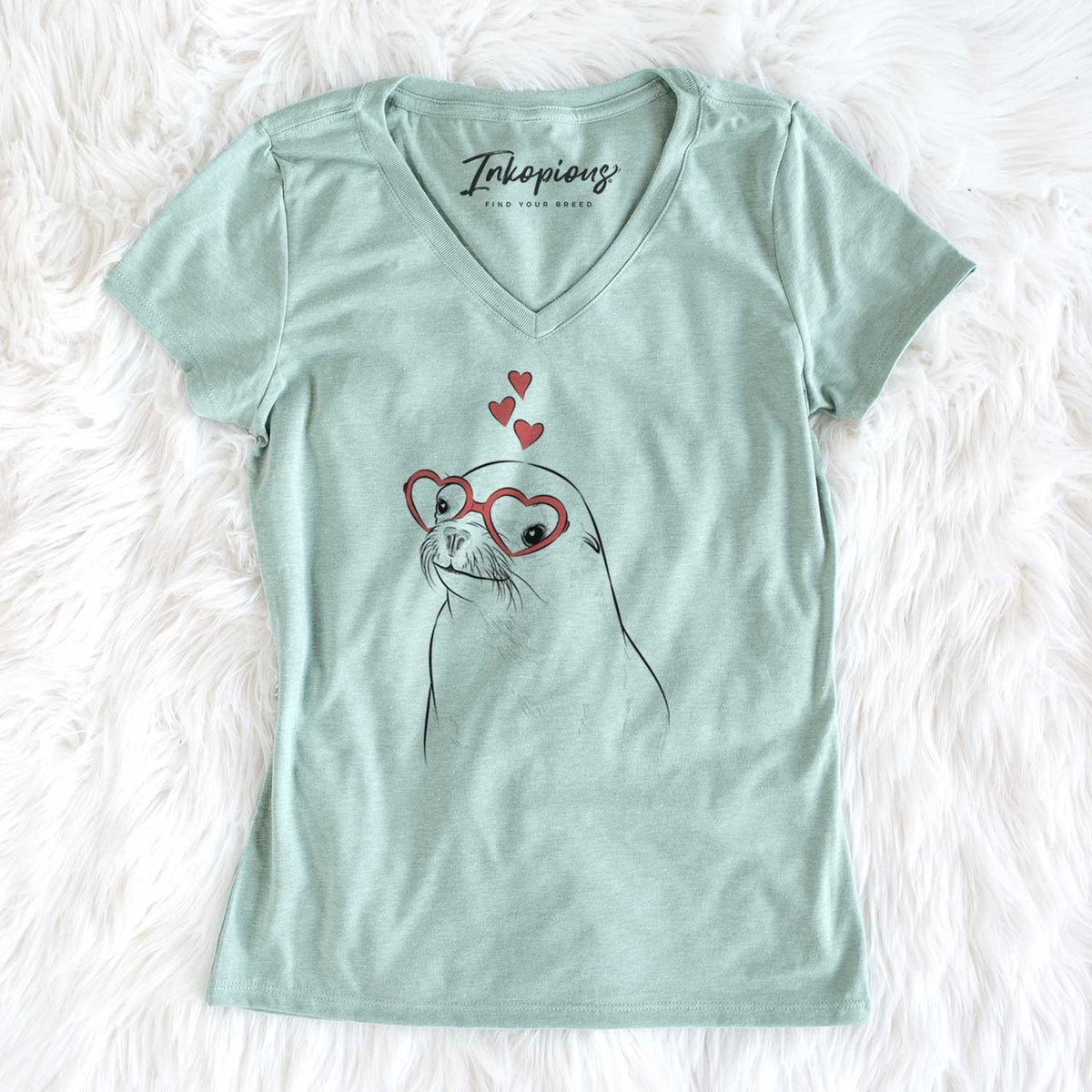 Valentine Chip the California Sea Lion - Women's V-neck Shirt