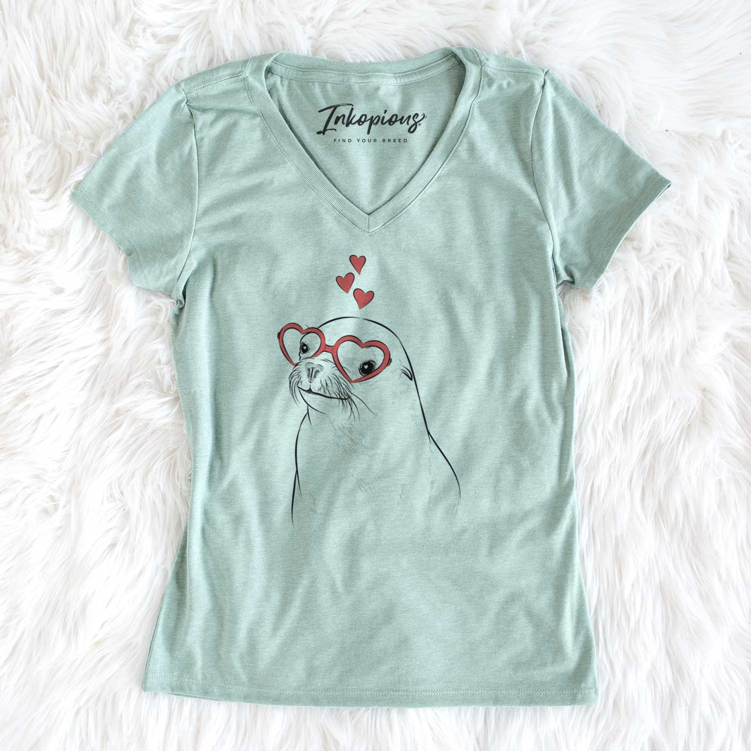Valentine Chip the California Sea Lion - Women's V-neck Shirt