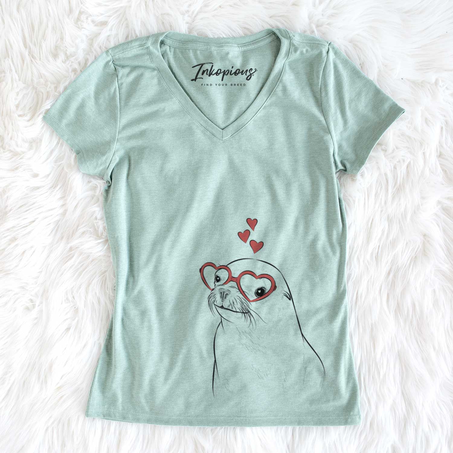 Valentine Chip the California Sea Lion - Women's V-neck Shirt