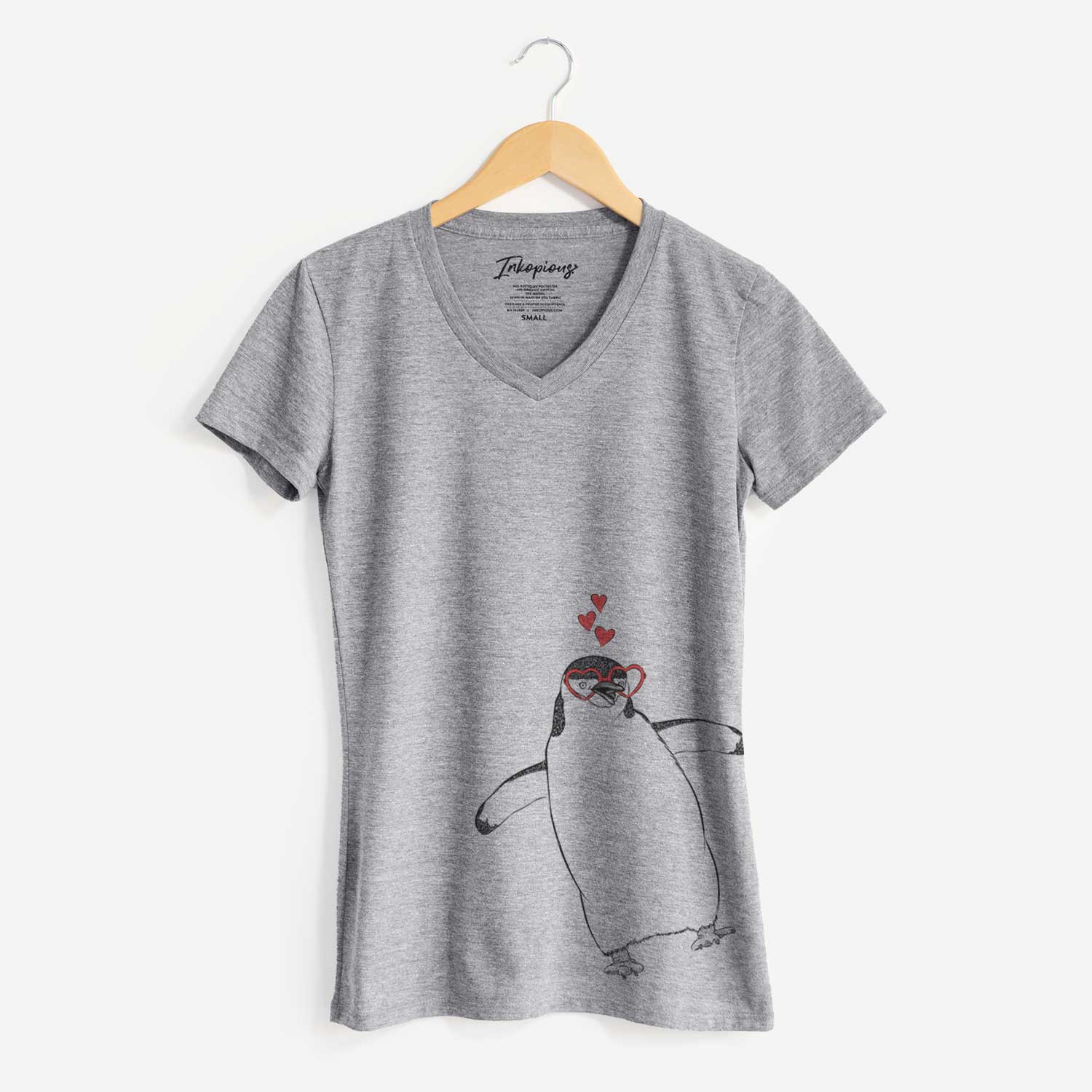 Valentine Chive the Chinstrap Penguin - Women's V-neck Shirt