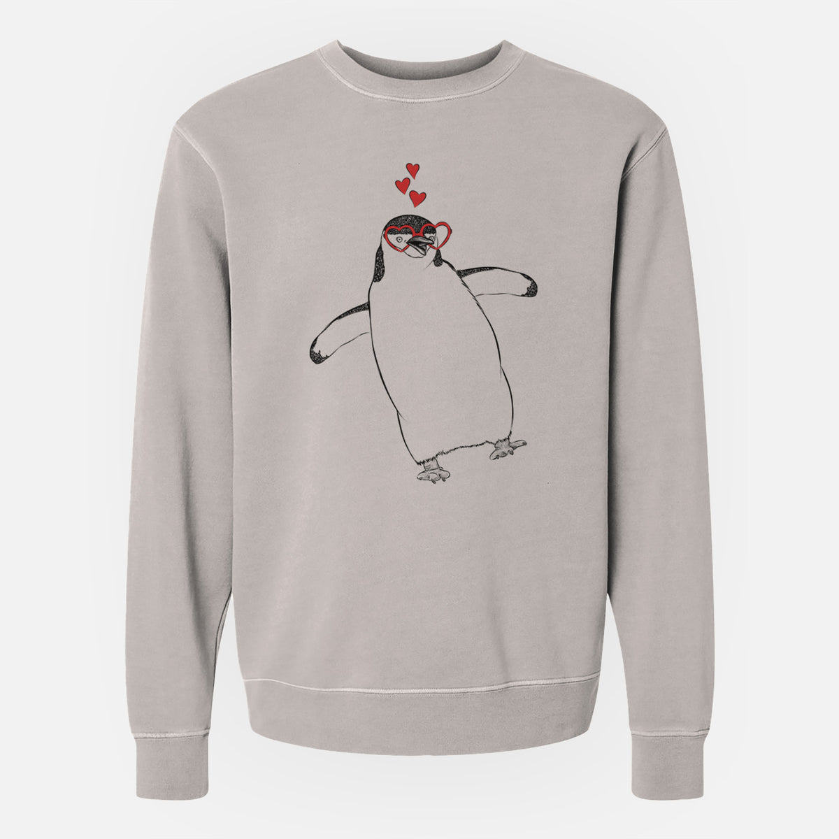 Valentine Chive the Chinstrap Penguin - Unisex Pigment Dyed Crew Sweatshirt