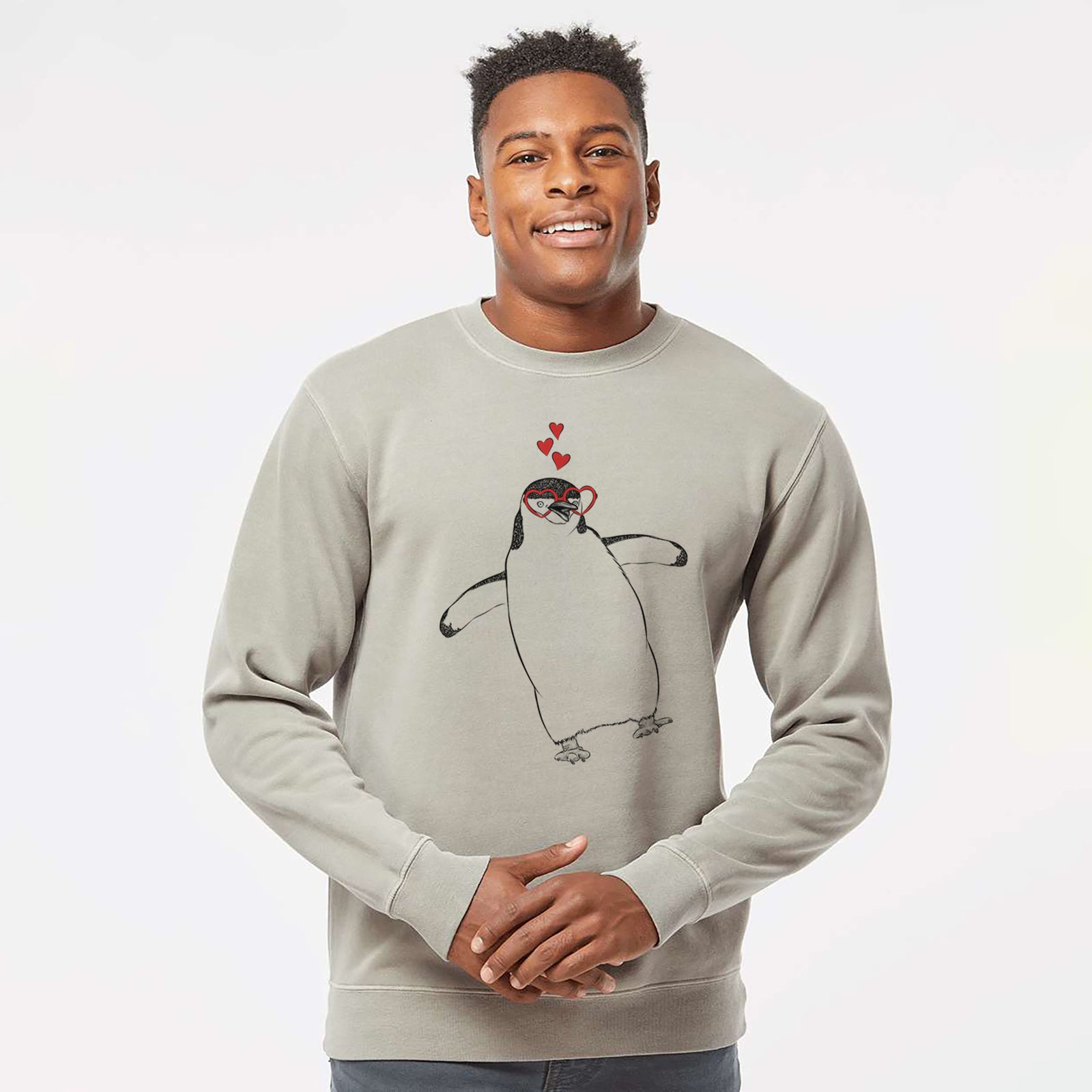 Valentine Chive the Chinstrap Penguin - Unisex Pigment Dyed Crew Sweatshirt