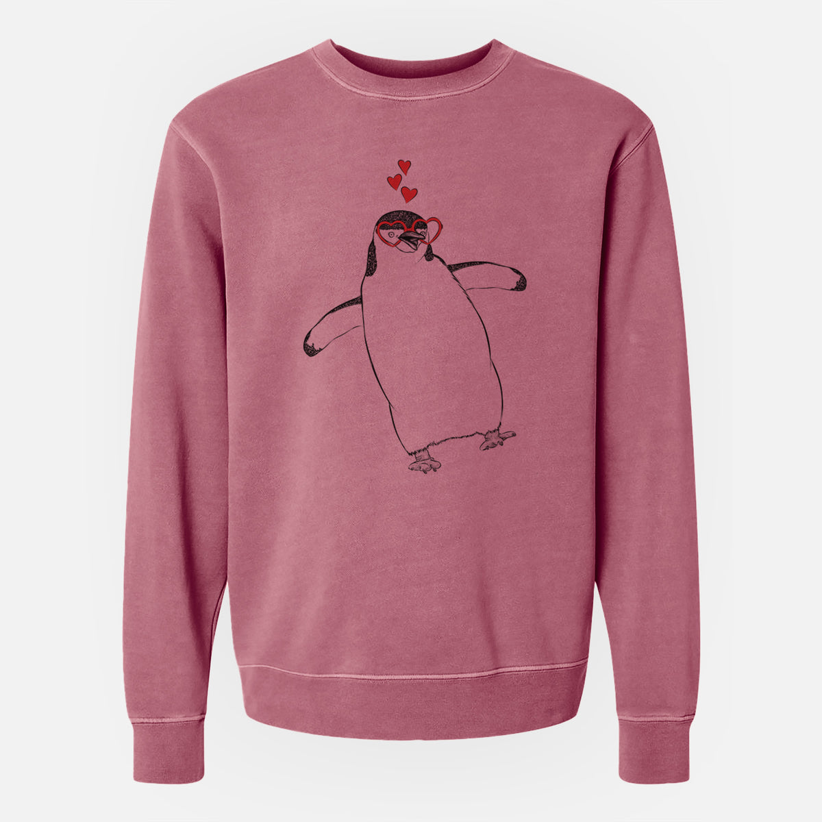Valentine Chive the Chinstrap Penguin - Unisex Pigment Dyed Crew Sweatshirt
