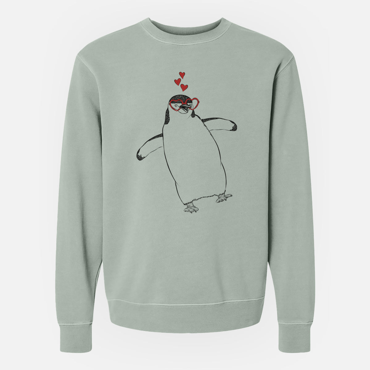 Valentine Chive the Chinstrap Penguin - Unisex Pigment Dyed Crew Sweatshirt