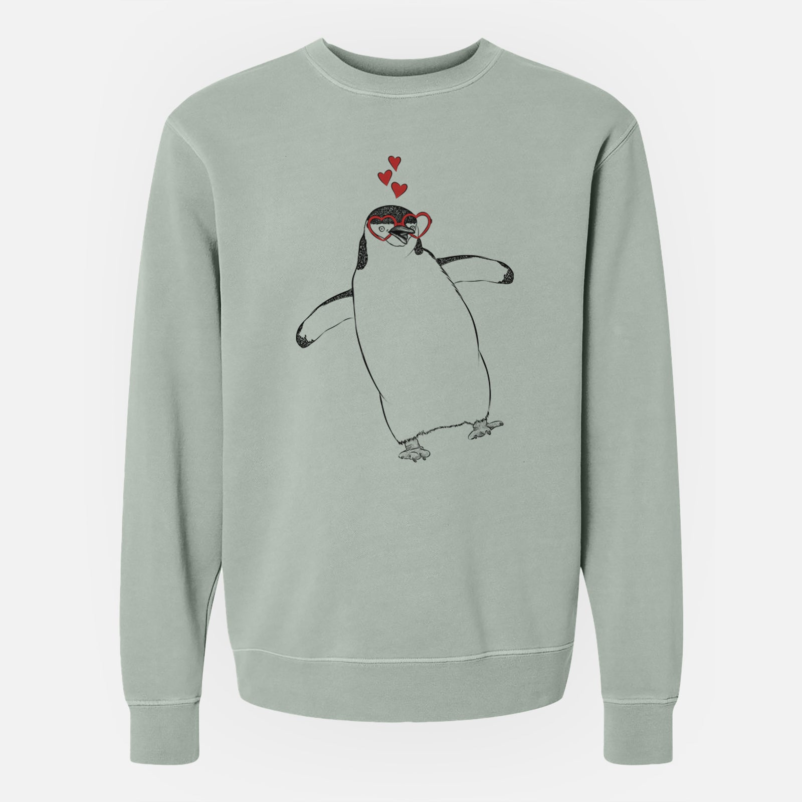 Valentine Chive the Chinstrap Penguin - Unisex Pigment Dyed Crew Sweatshirt