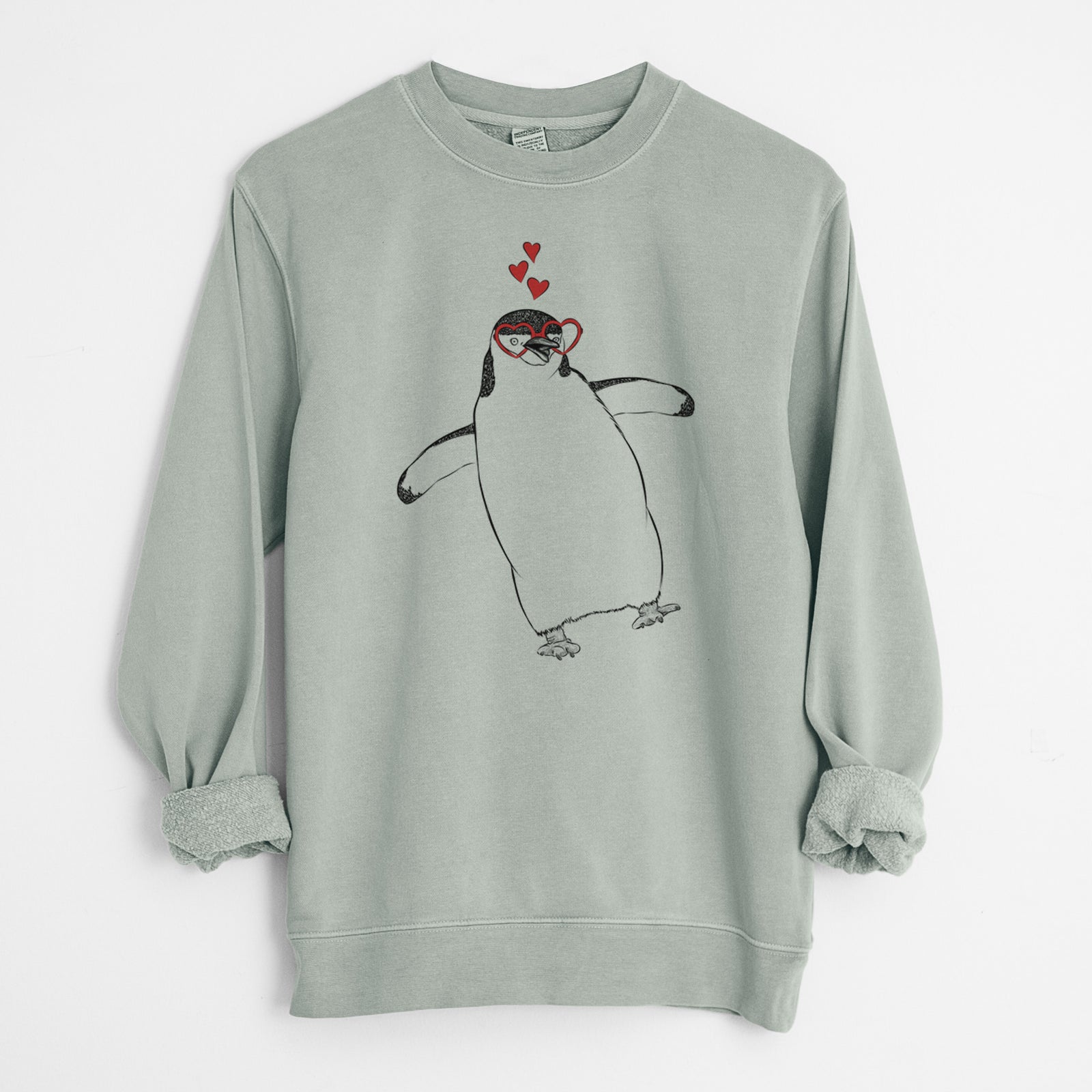 Valentine Chive the Chinstrap Penguin - Unisex Pigment Dyed Crew Sweatshirt