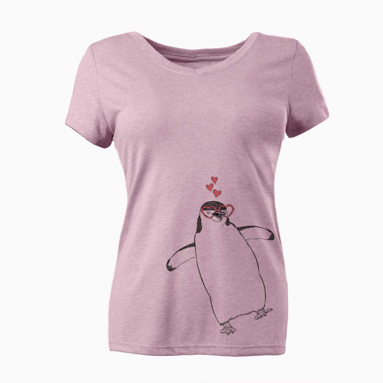 Valentine Chive the Chinstrap Penguin - Women's V-neck Shirt