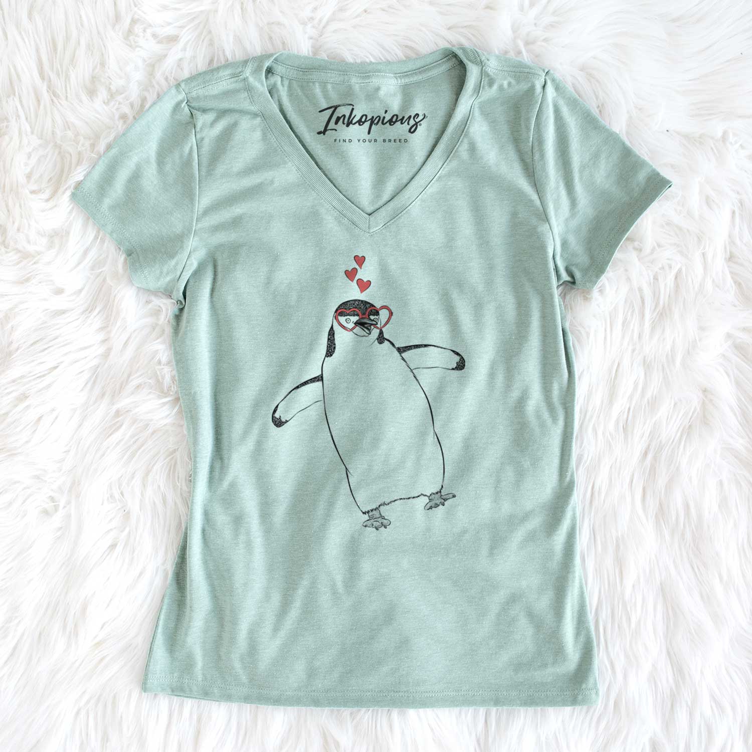 Valentine Chive the Chinstrap Penguin - Women's V-neck Shirt