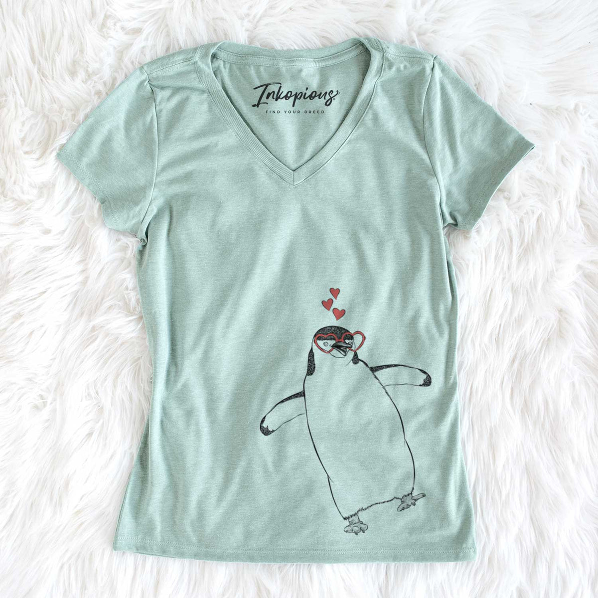 Valentine Chive the Chinstrap Penguin - Women&#39;s V-neck Shirt