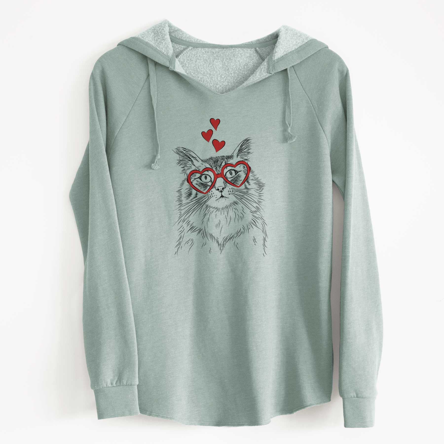 Valentine Chloe the Tabby Cat - Cali Wave Hooded Sweatshirt