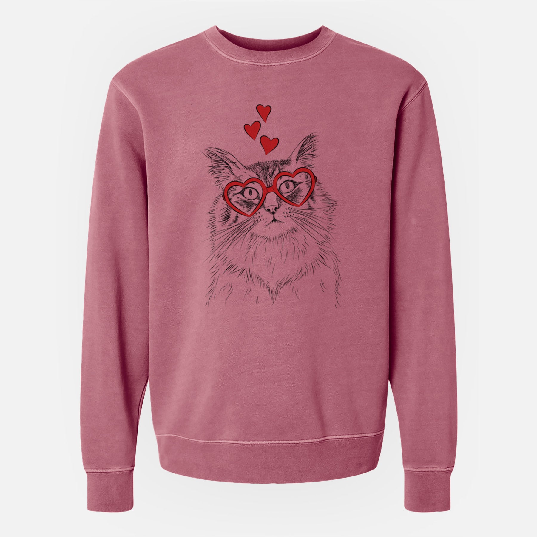 Valentine Chloe the Tabby Cat - Unisex Pigment Dyed Crew Sweatshirt