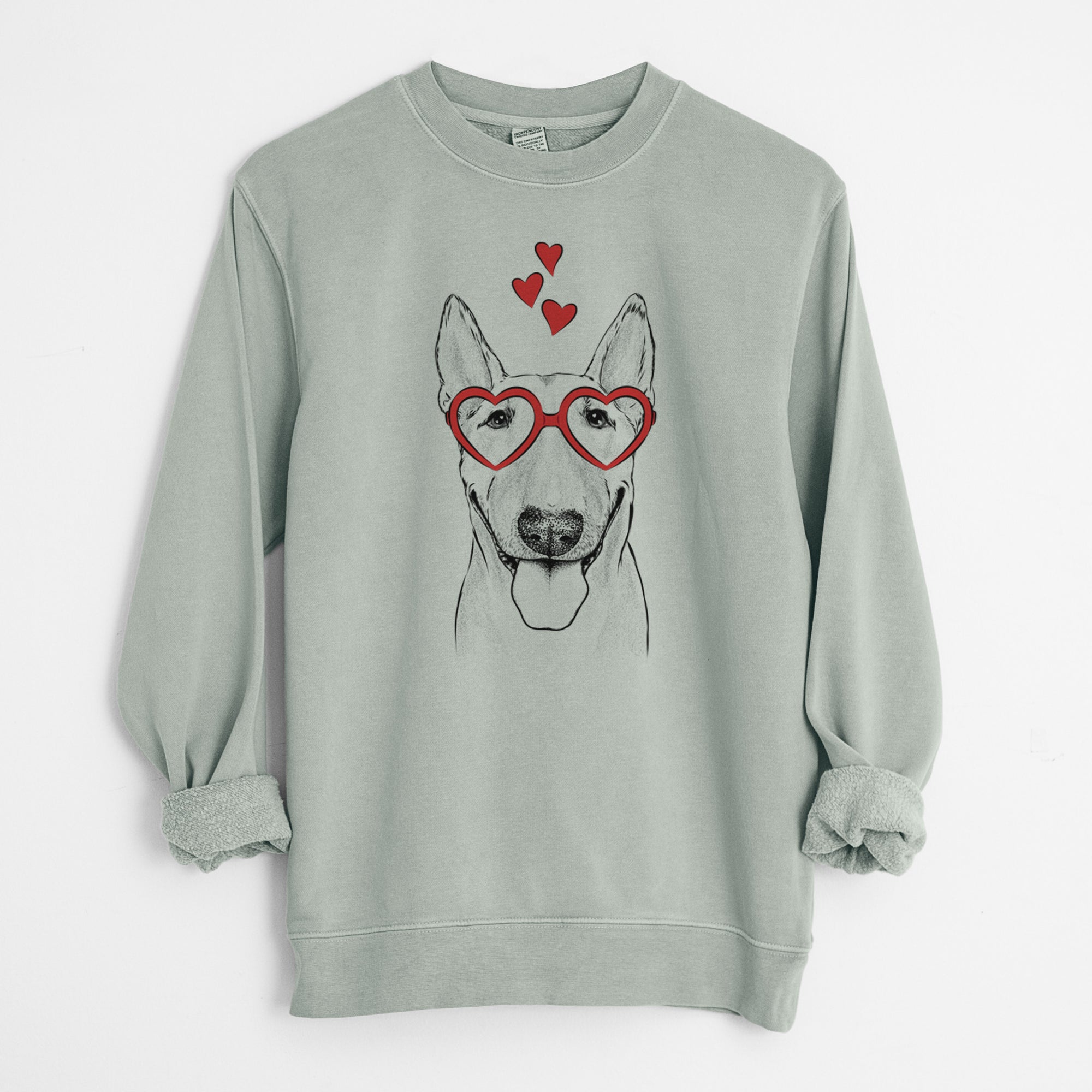 Valentine Chloe the Bull Terrier - Unisex Pigment Dyed Crew Sweatshirt