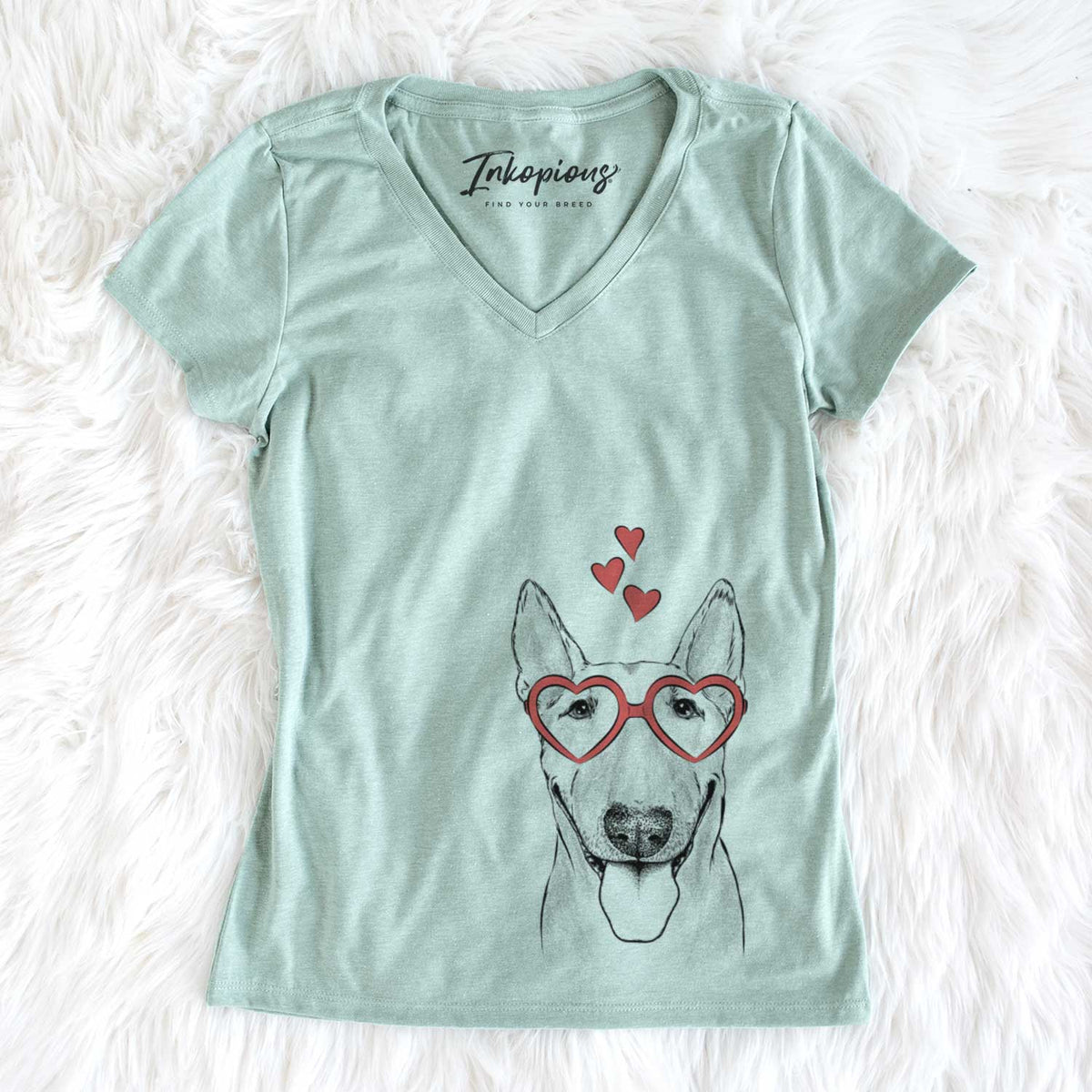 Valentine Chloe the Bull Terrier - Women's V-neck Shirt