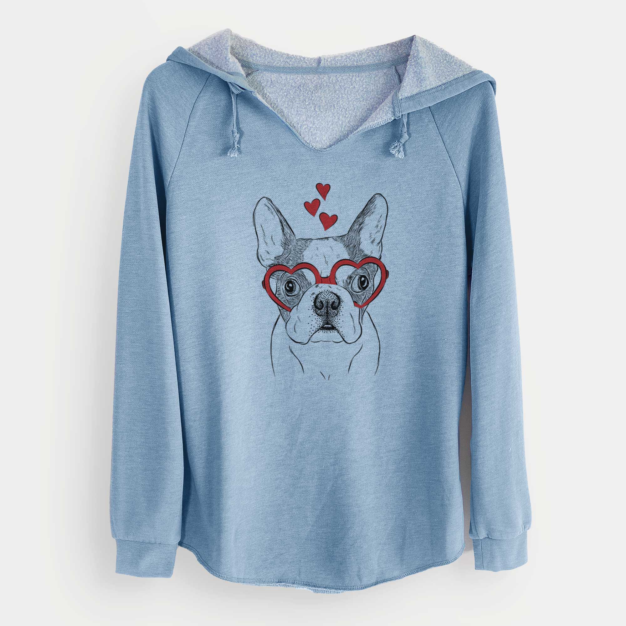 Valentine Chocolate Chip the Boston Terrier - Cali Wave Hooded Sweatshirt