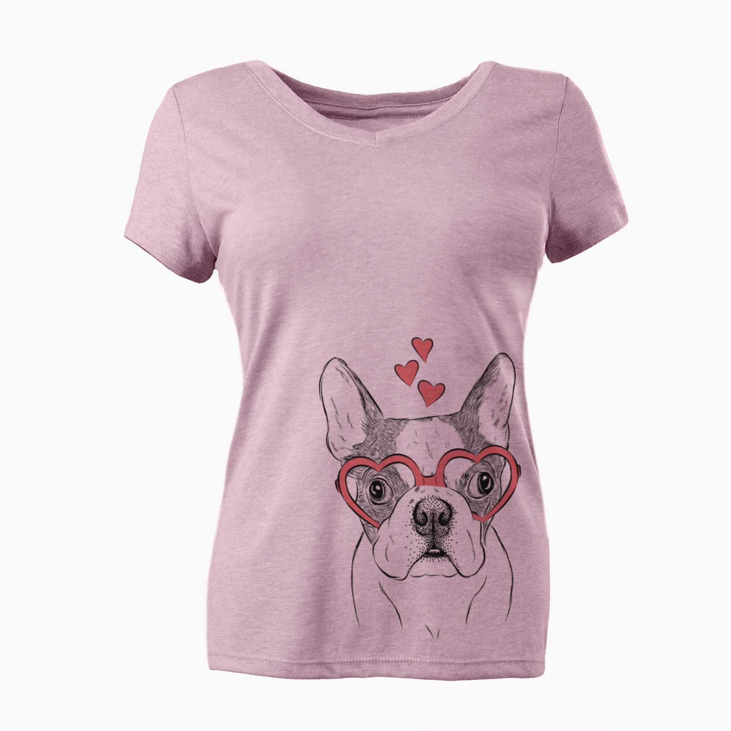 Valentine Chocolate Chip the Boston Terrier - Women's V-neck Shirt