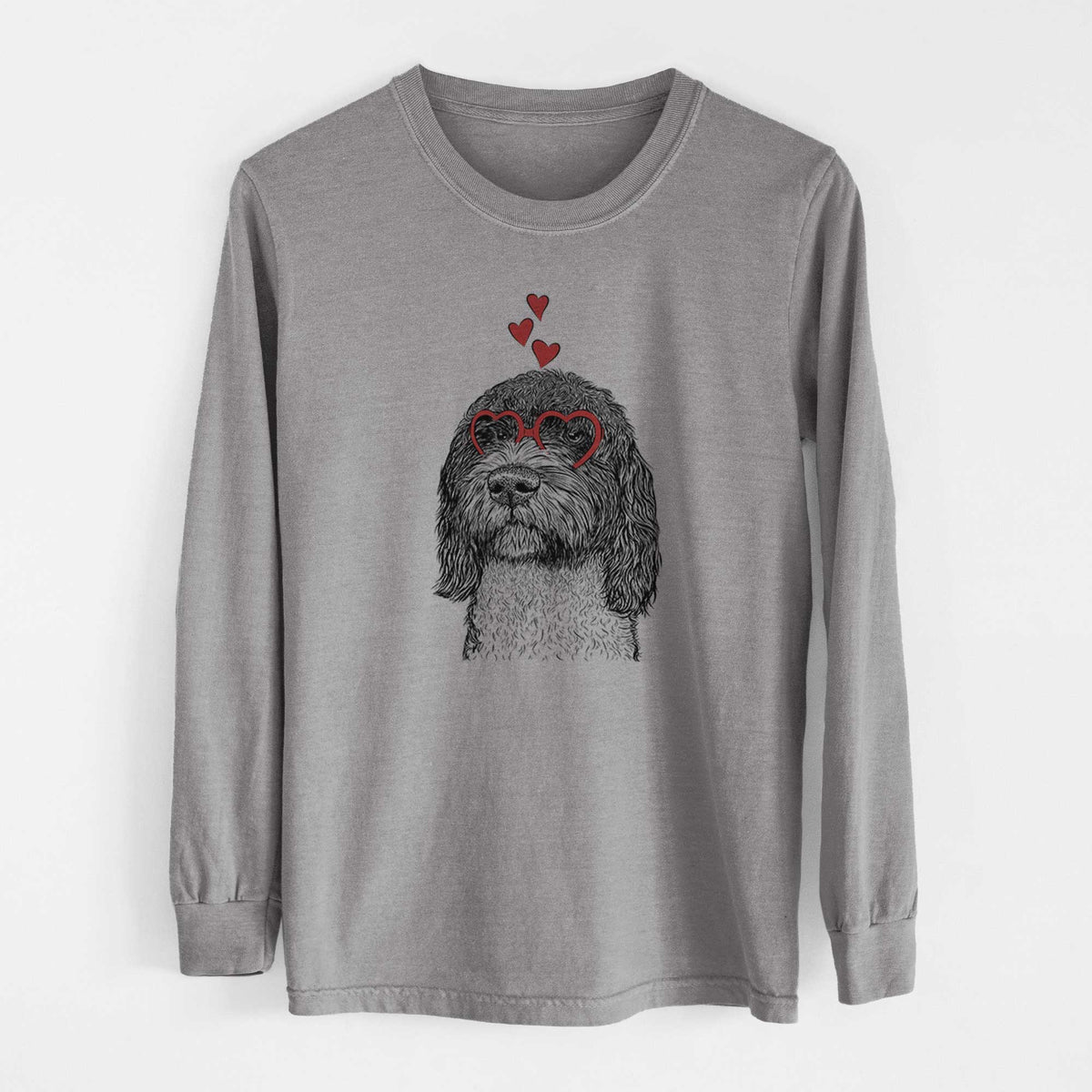 Valentine Chris the Portuguese Water Dog - Heavyweight 100% Cotton Long Sleeve
