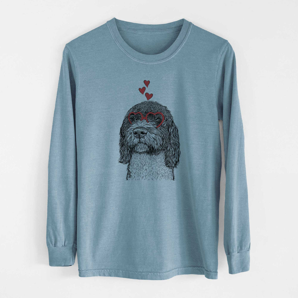 Valentine Chris the Portuguese Water Dog - Heavyweight 100% Cotton Long Sleeve