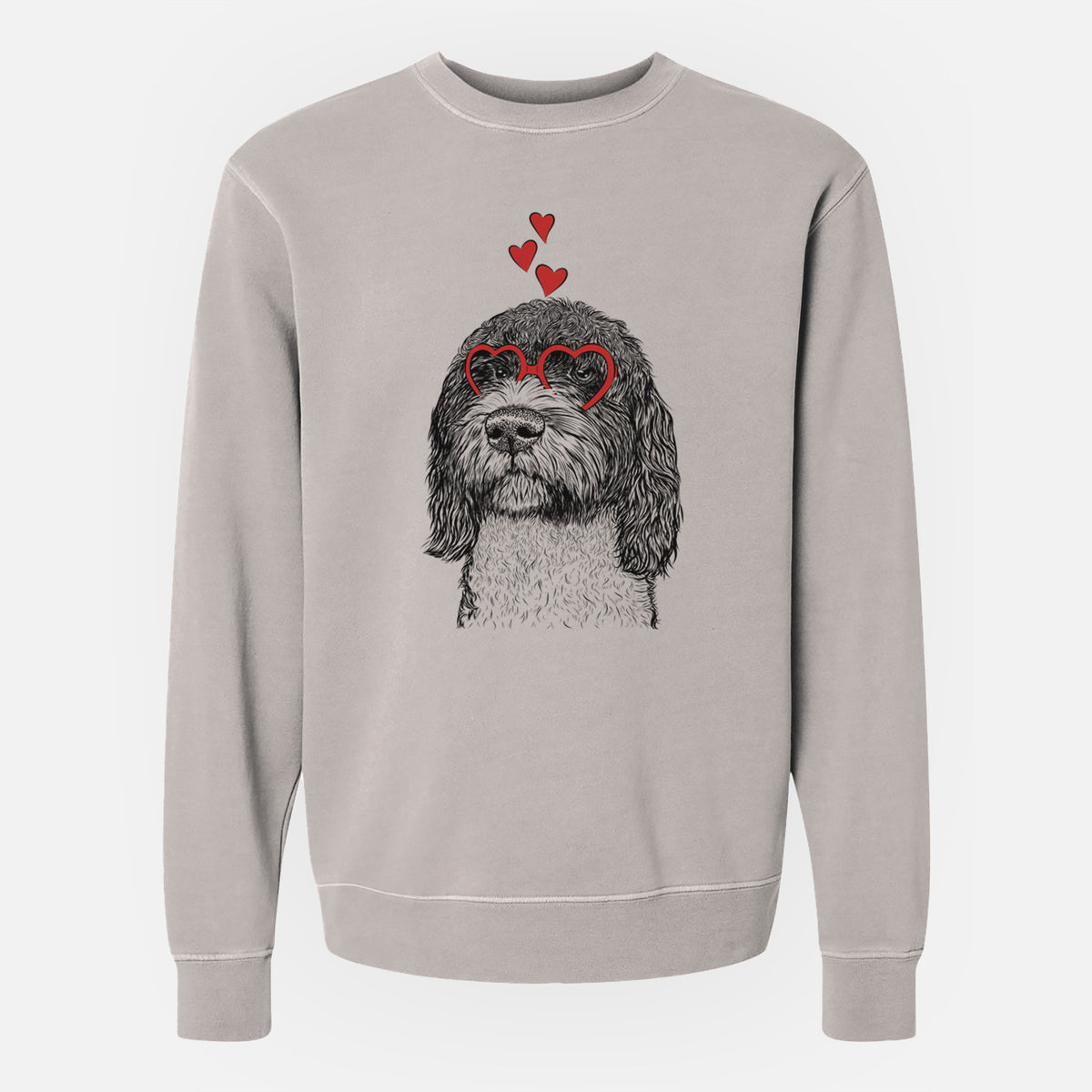 Valentine Chris the Portuguese Water Dog - Unisex Pigment Dyed Crew Sweatshirt