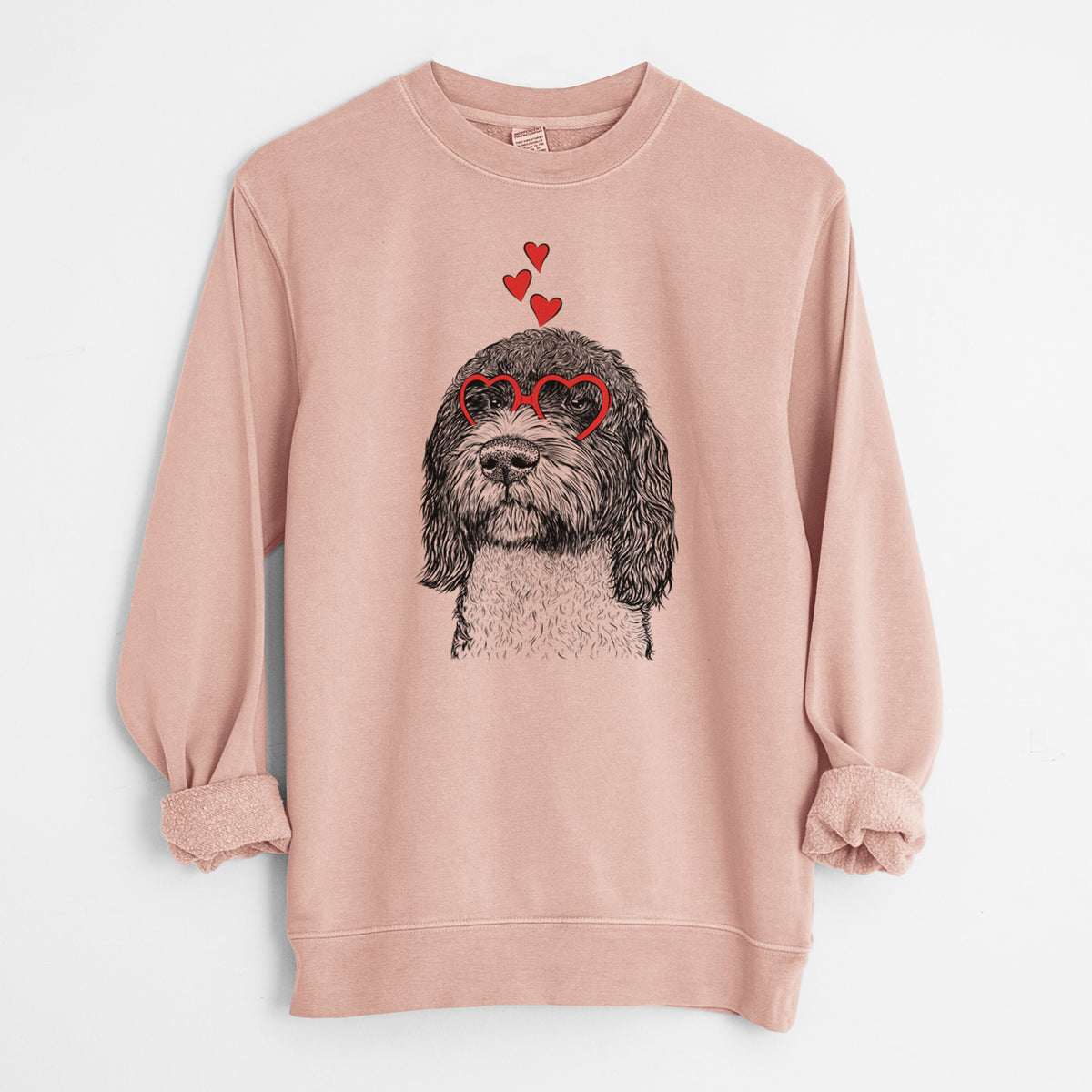 Valentine Chris the Portuguese Water Dog - Unisex Pigment Dyed Crew Sweatshirt