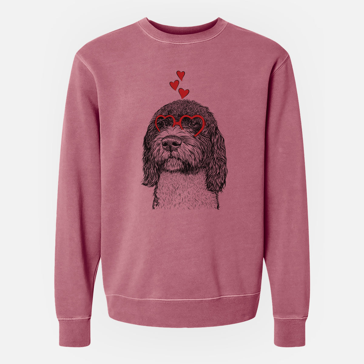 Valentine Chris the Portuguese Water Dog - Unisex Pigment Dyed Crew Sweatshirt