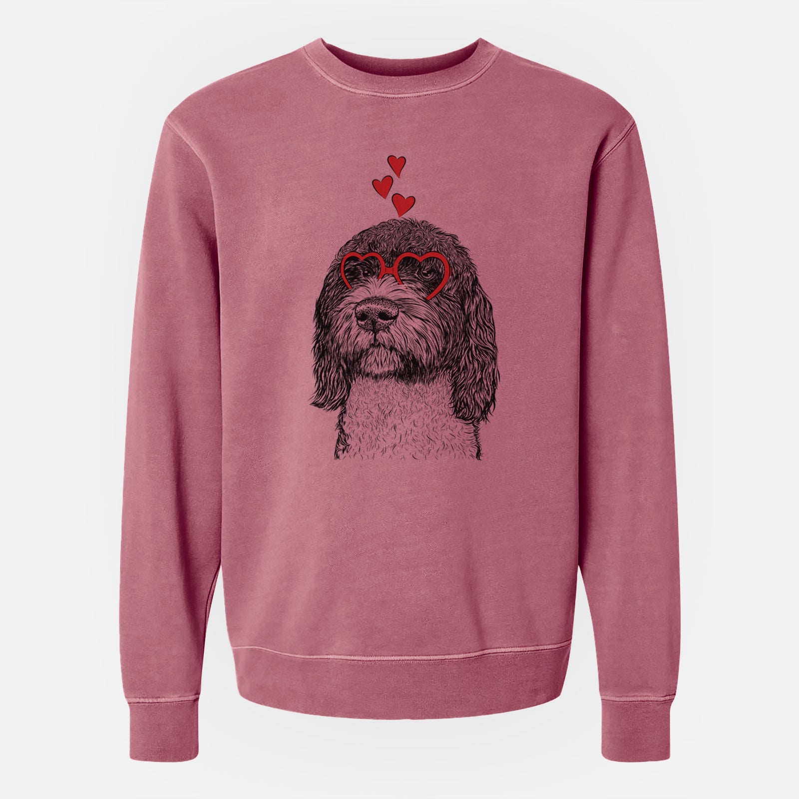 Valentine Chris the Portuguese Water Dog - Unisex Pigment Dyed Crew Sweatshirt