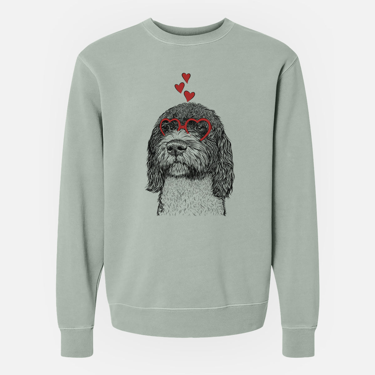 Valentine Chris the Portuguese Water Dog - Unisex Pigment Dyed Crew Sweatshirt