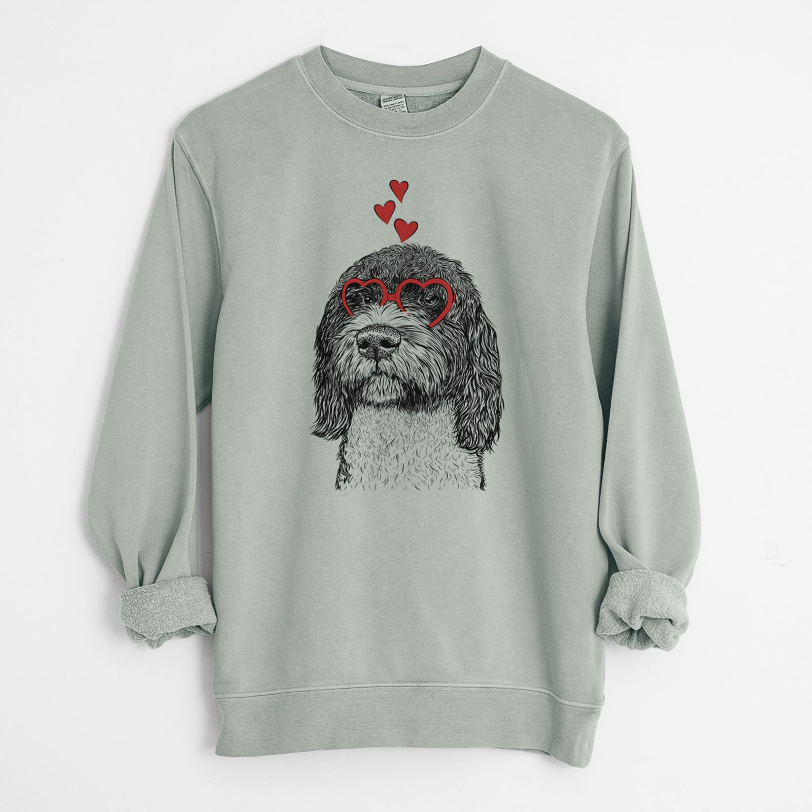 Valentine Chris the Portuguese Water Dog - Unisex Pigment Dyed Crew Sweatshirt
