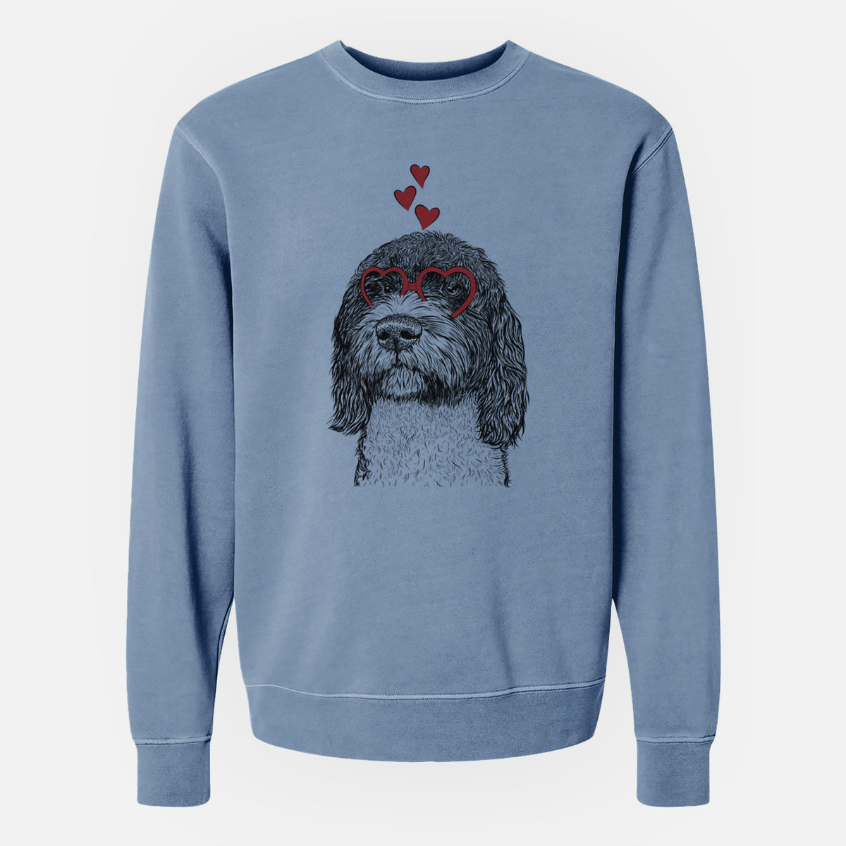 Valentine Chris the Portuguese Water Dog - Unisex Pigment Dyed Crew Sweatshirt
