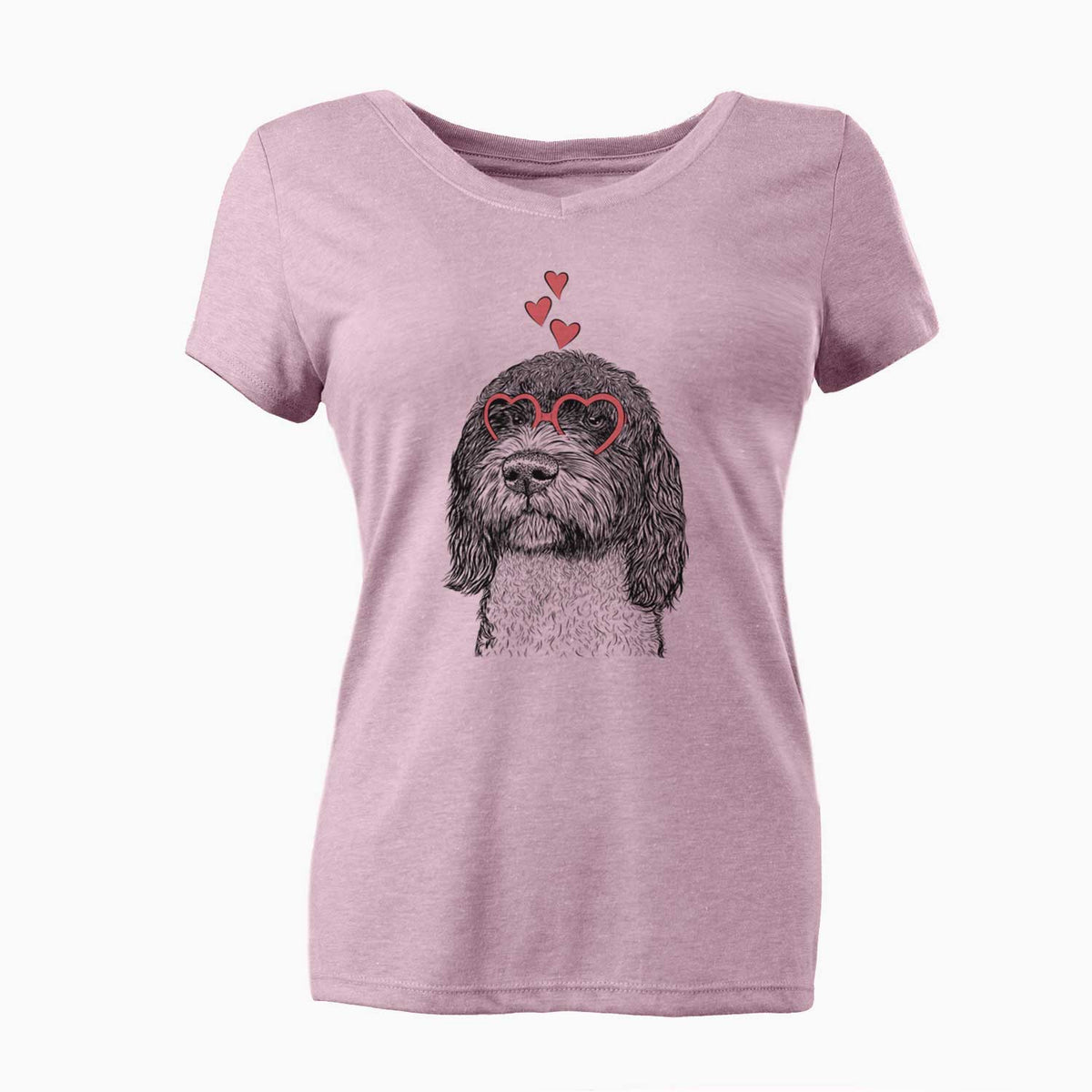 Valentine Chris the Portuguese Water Dog - Women's V-neck Shirt