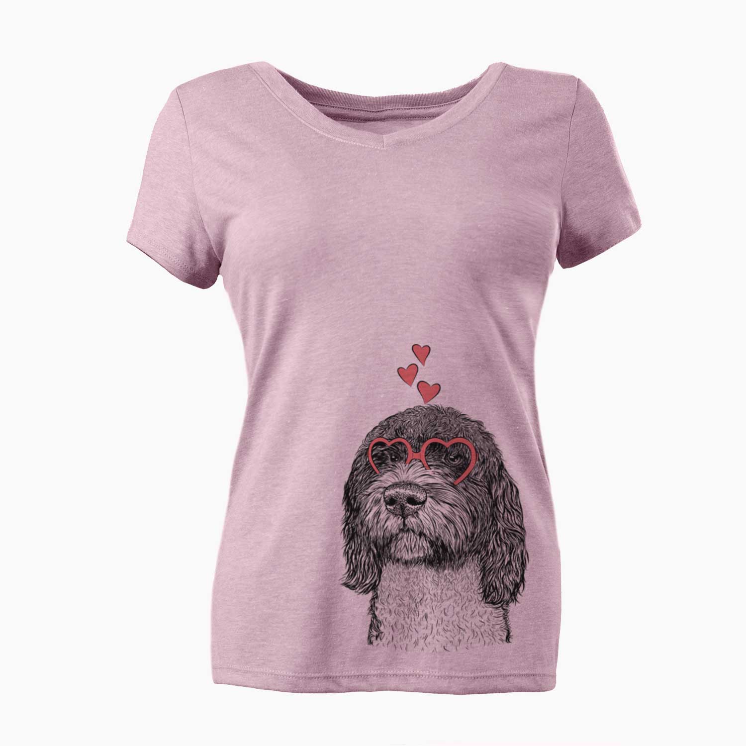 Valentine Chris the Portuguese Water Dog - Women's V-neck Shirt