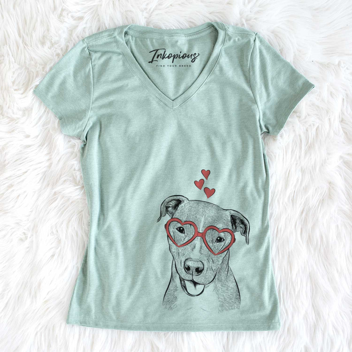 Valentine Claiborne the American Staffordshire Terrier - Women&#39;s V-neck Shirt