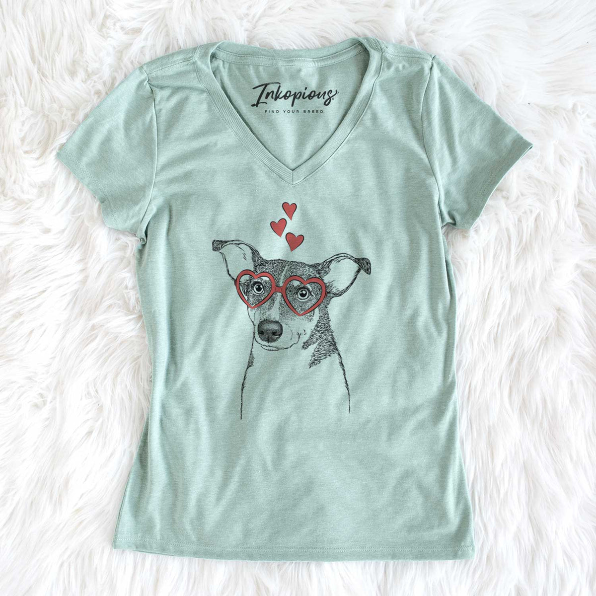 Valentine Cleo the Terrier Mix - Women's V-neck Shirt