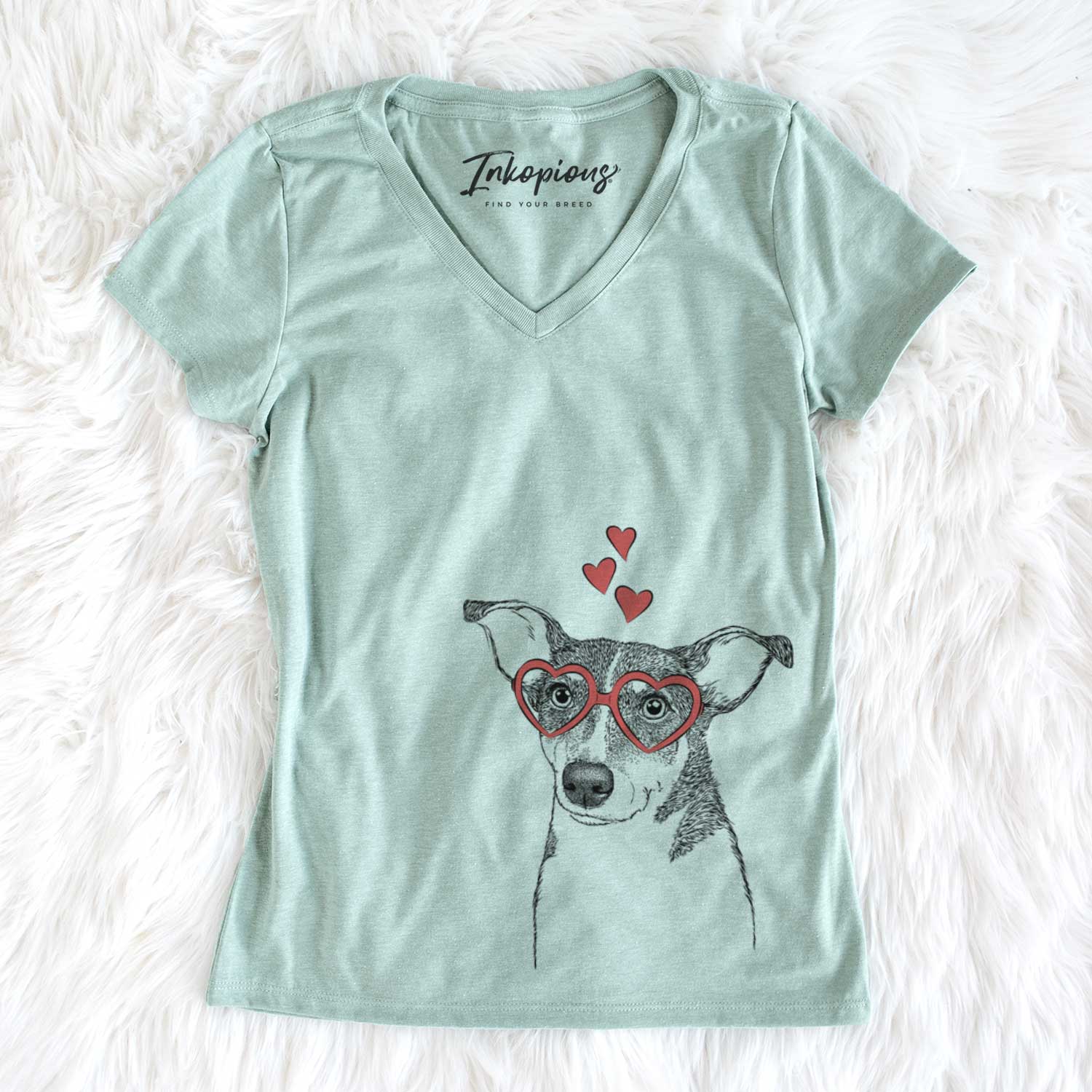 Valentine Cleo the Terrier Mix - Women's V-neck Shirt