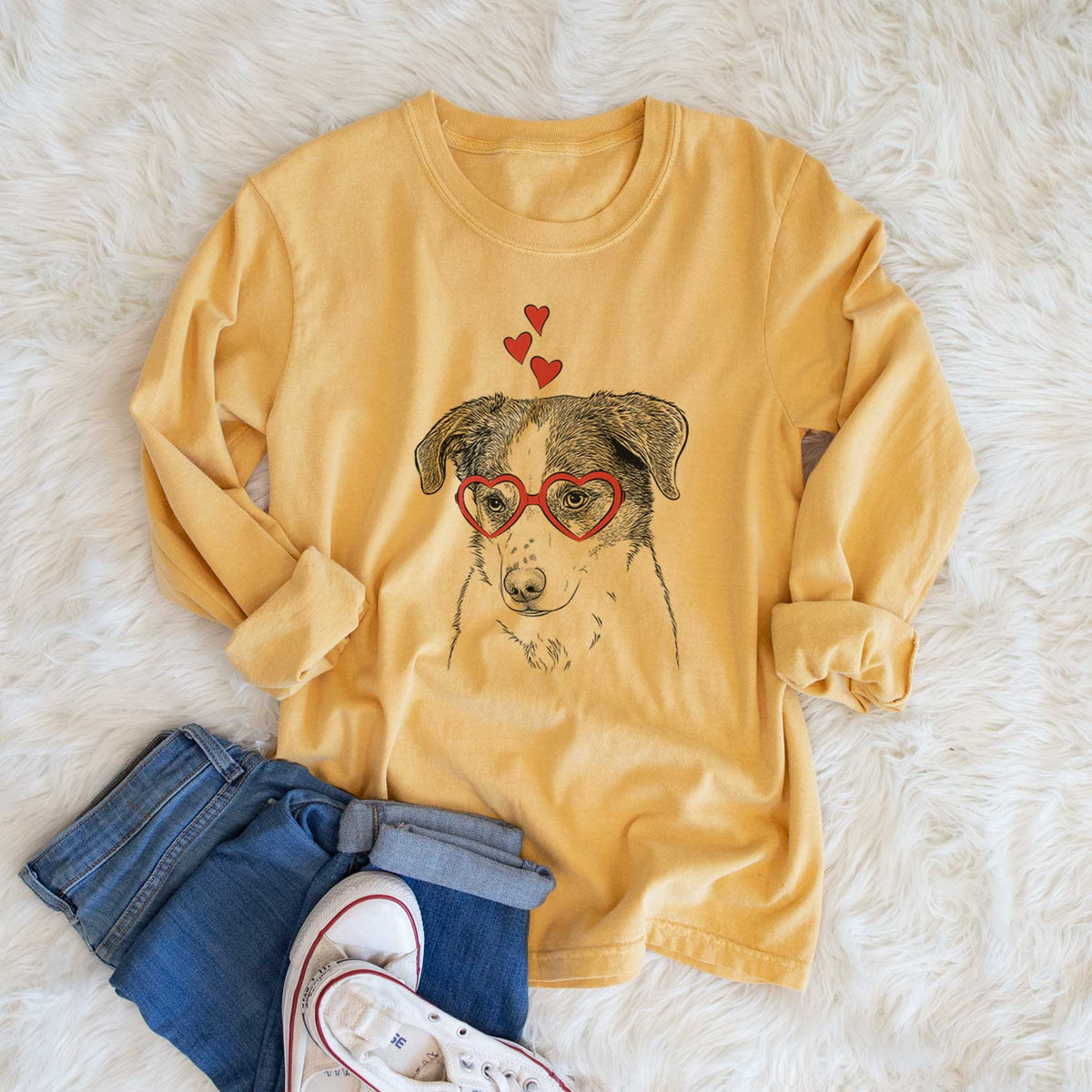 Valentine Coco the Beagle Mix - Heavyweight 100% Cotton Long Sleeve
